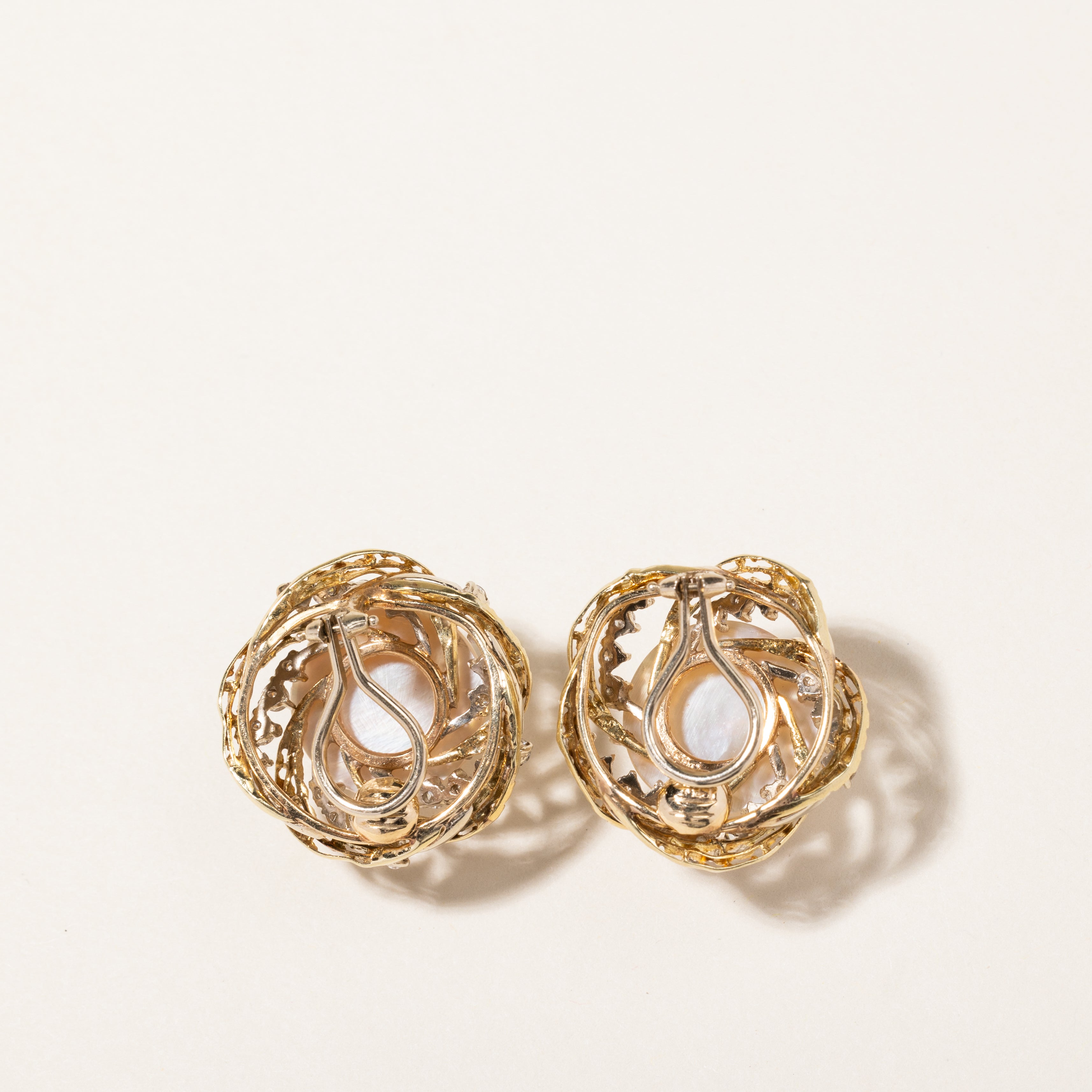 Pearl & Diamond Clip On Earrings | 16.00mm, 2.00ctw