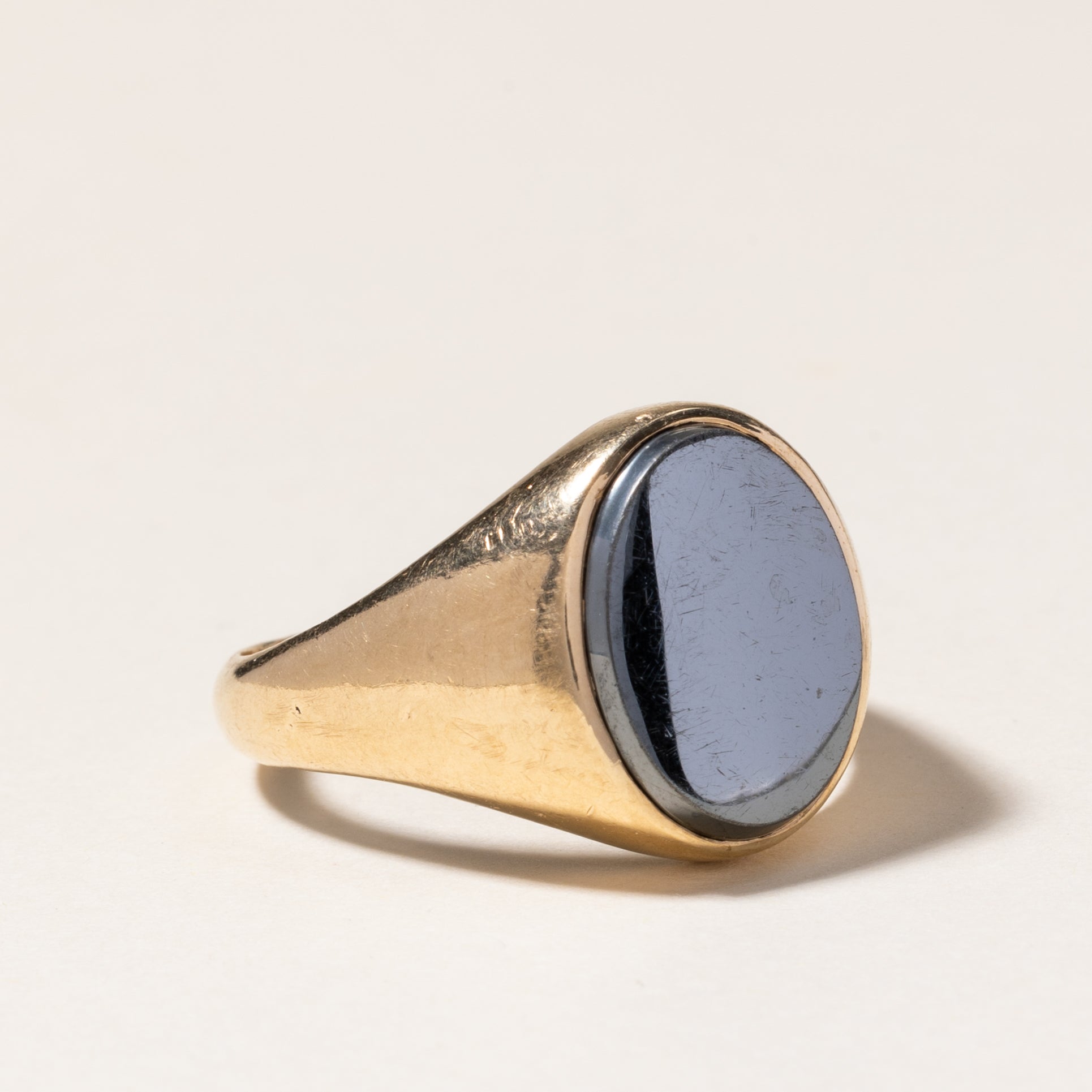 Oval Hematite Signet Ring | 7.69ct | SZ 11.25