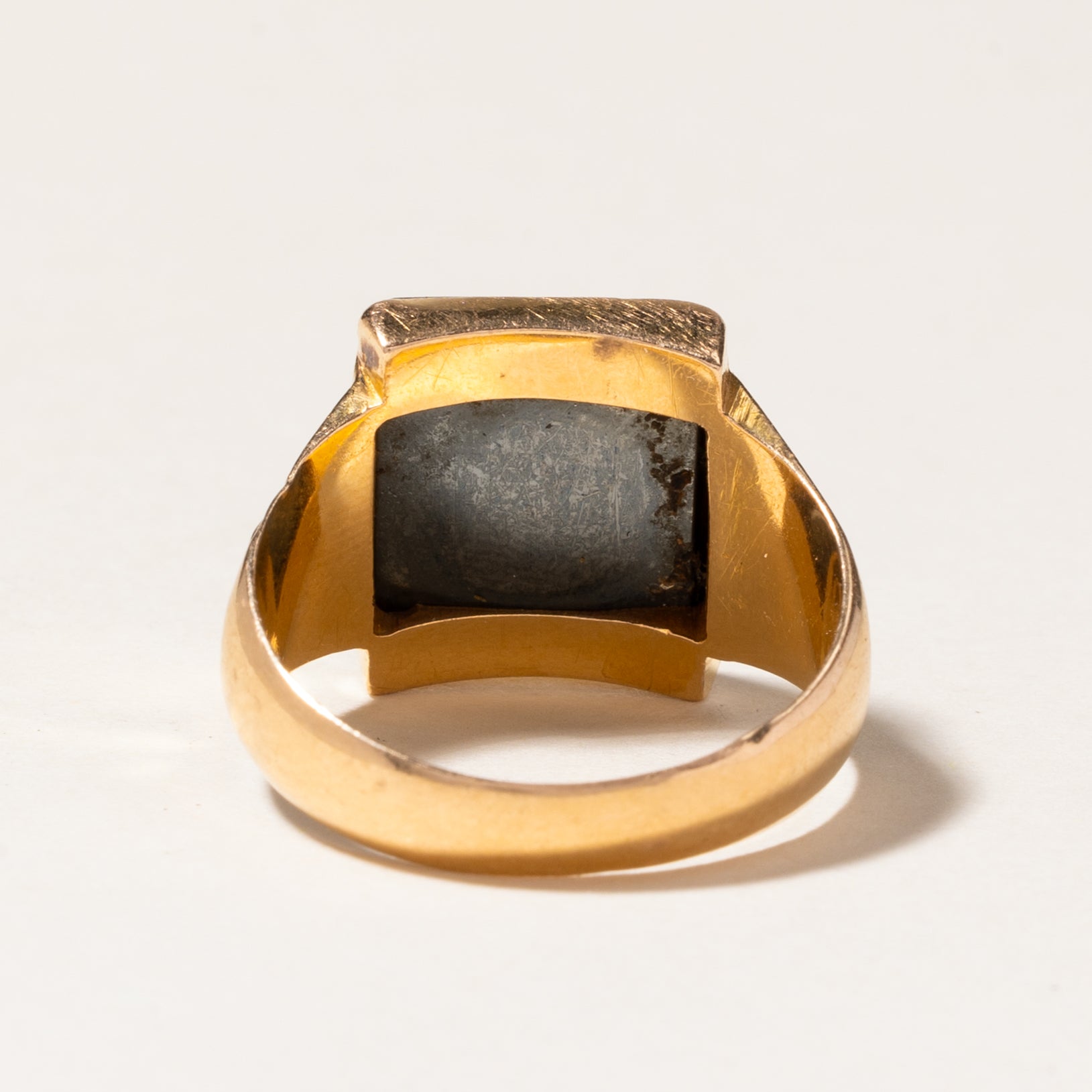 Hematite Grooved Signet Ring | 6.44ct | SZ 8.5