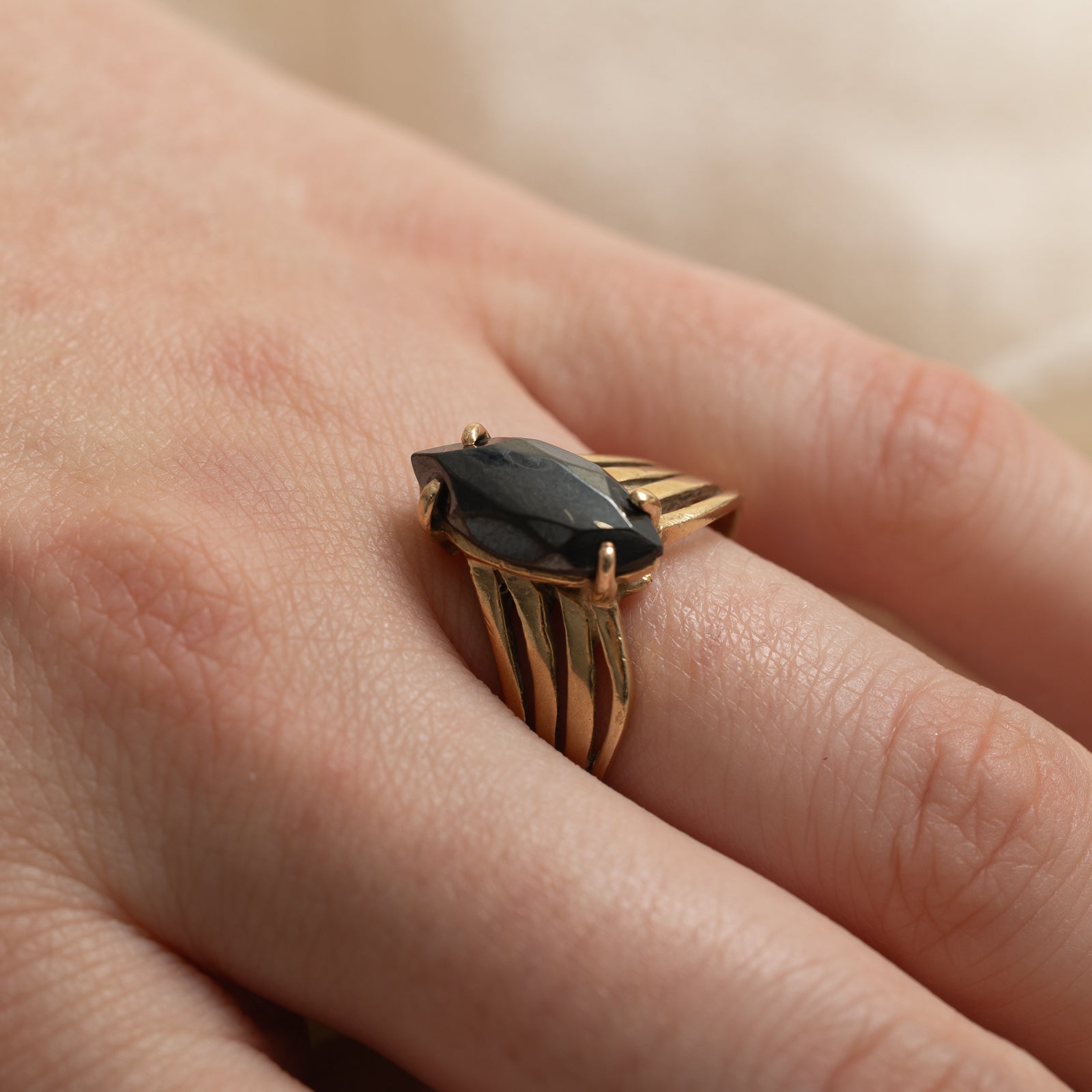 Hematite Chevron Ring | 2.62ct | SZ 8.75