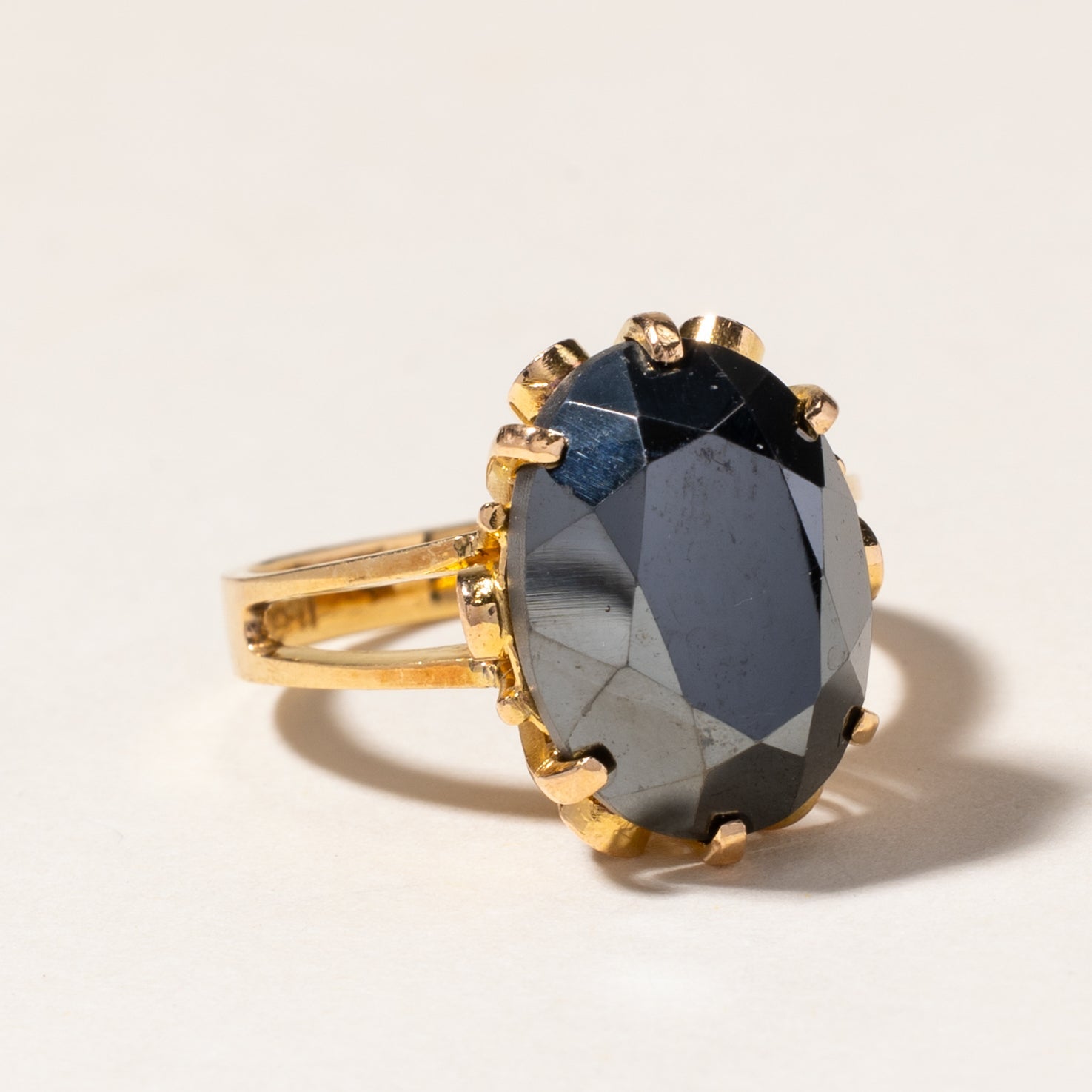 Oval Cut Hematite Cocktail Ring | 6.85ct | SZ 6