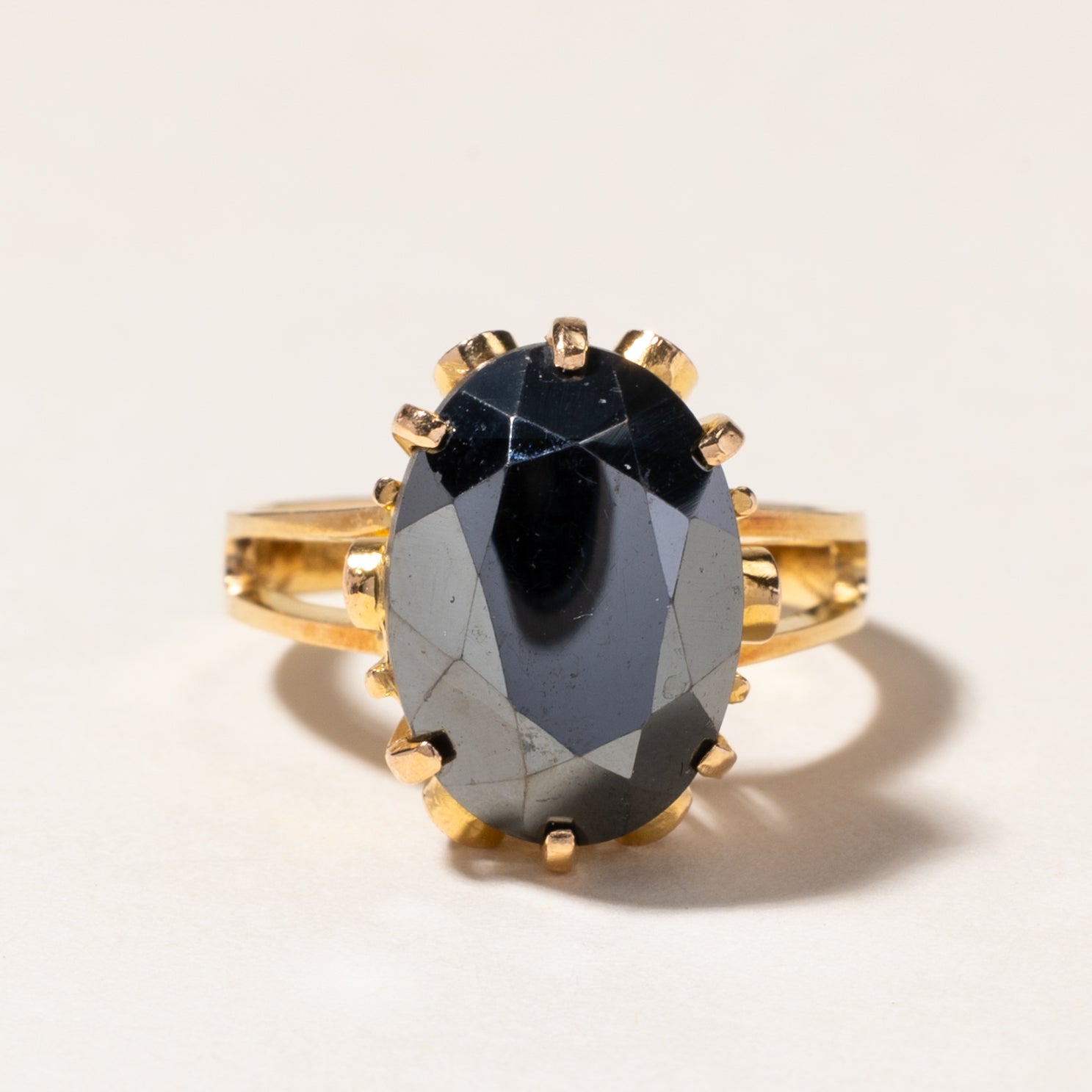 Oval Cut Hematite Cocktail Ring | 6.85ct | SZ 6