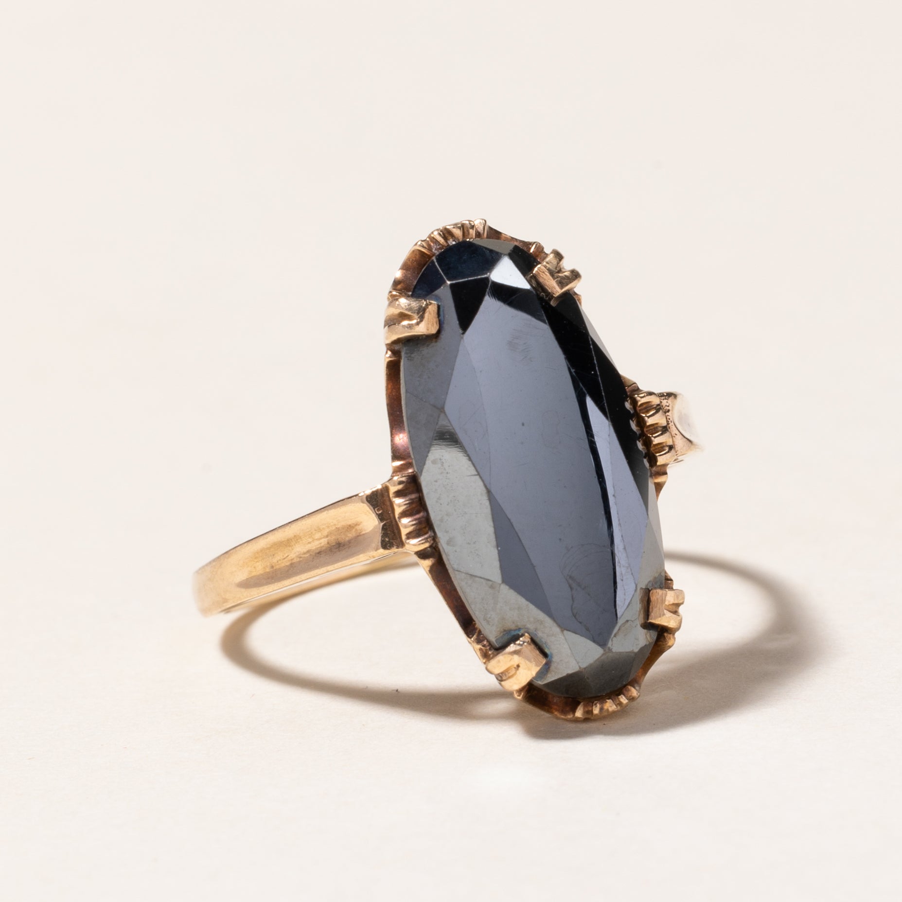 Oval Cut Hematite Cocktail Ring | 5.33ct | SZ 8.75
