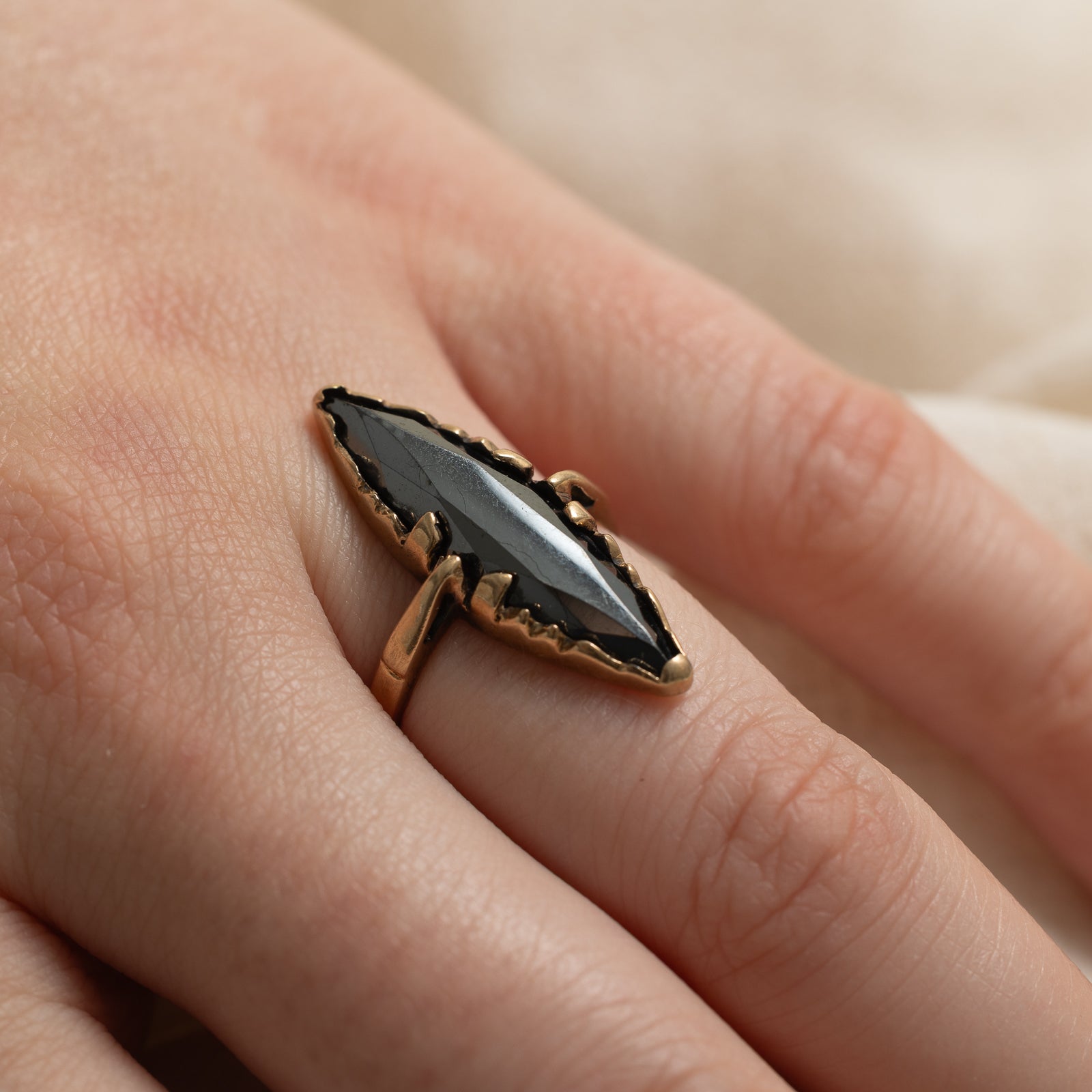 Hematite Navette Ring | 4.93ct | SZ 6
