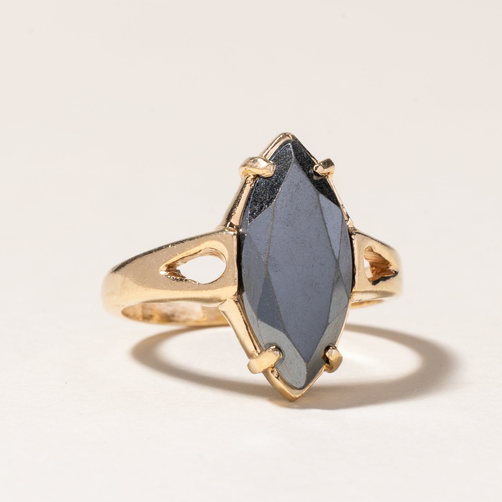 Marquise Cut Hematite Ring | 2.36ct | SZ 5.25