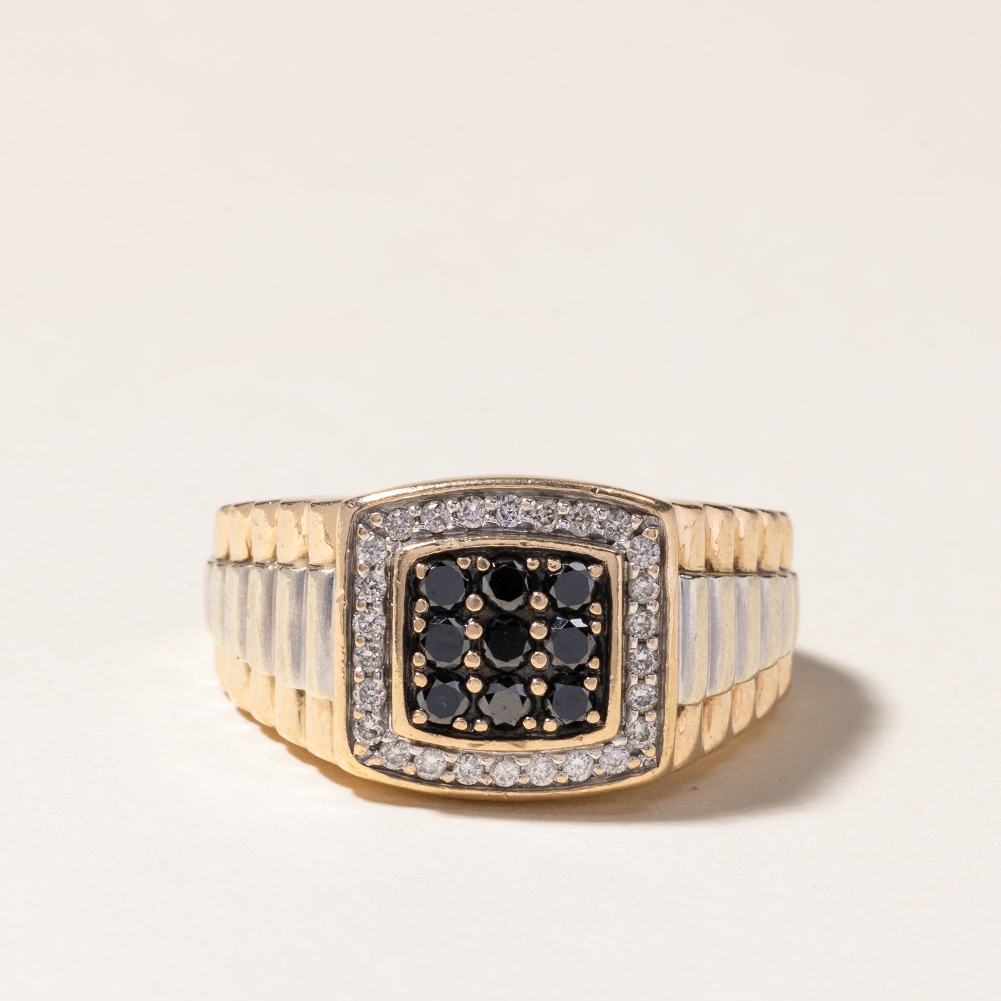 Black & White Diamond Watch Strap Style Ring | 0.45ctw, 0.26ctw | SZ 10