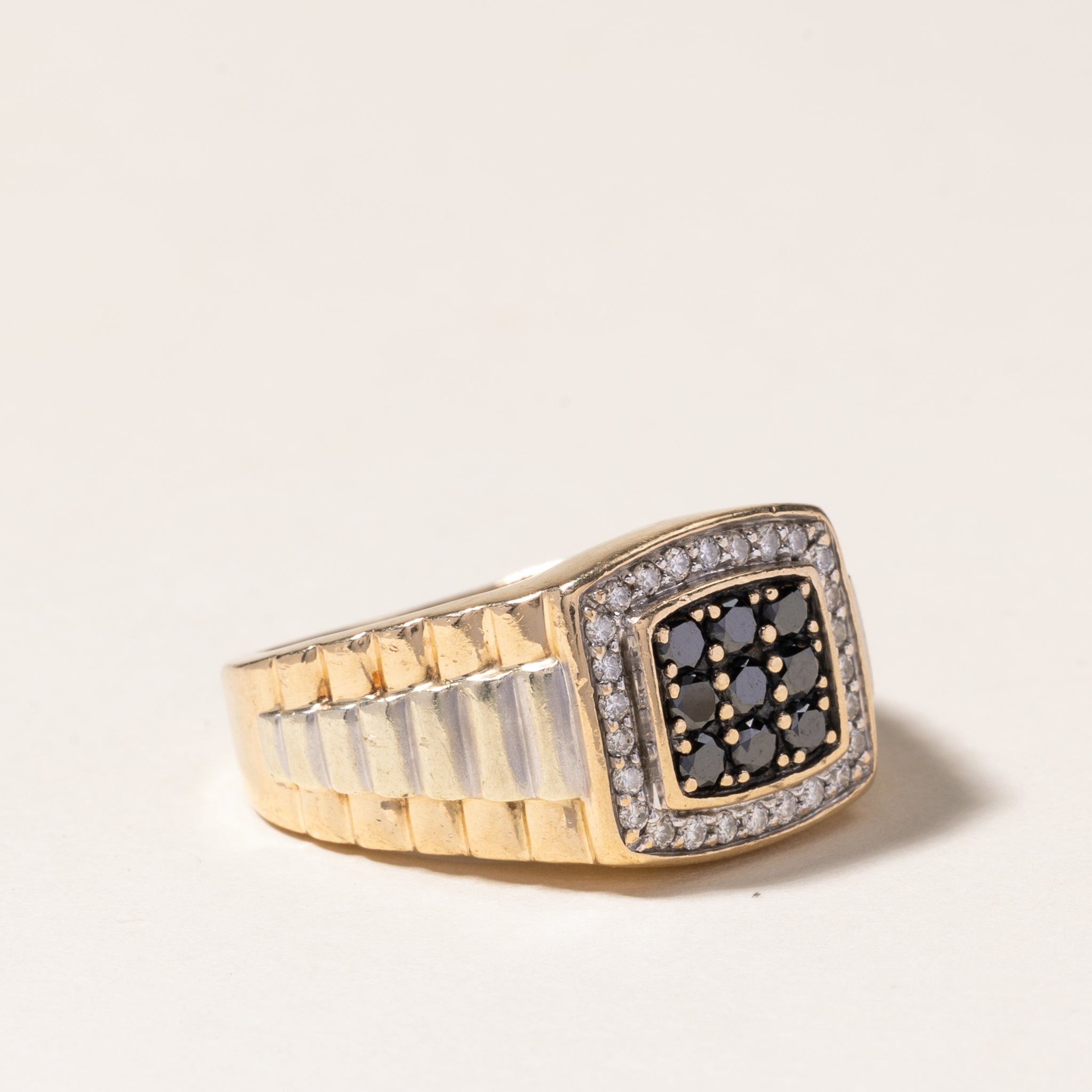 Black & White Diamond Watch Strap Style Ring | 0.45ctw, 0.26ctw | SZ 10