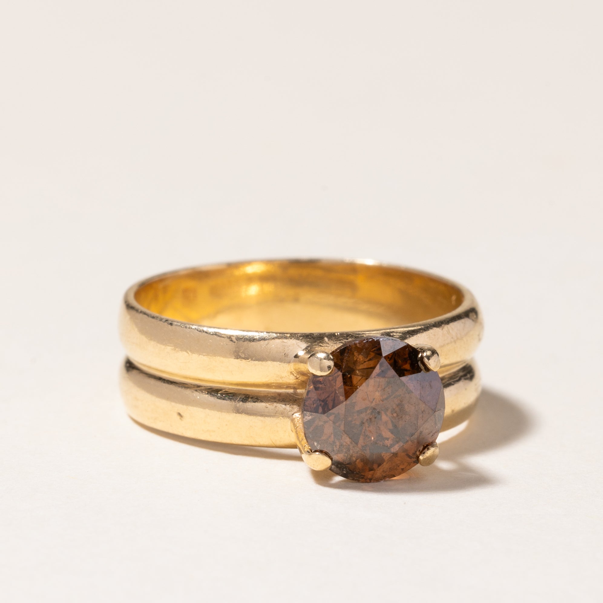 Solitaire Orange Brown Diamond Ring | 2.00ct | SZ 7.5