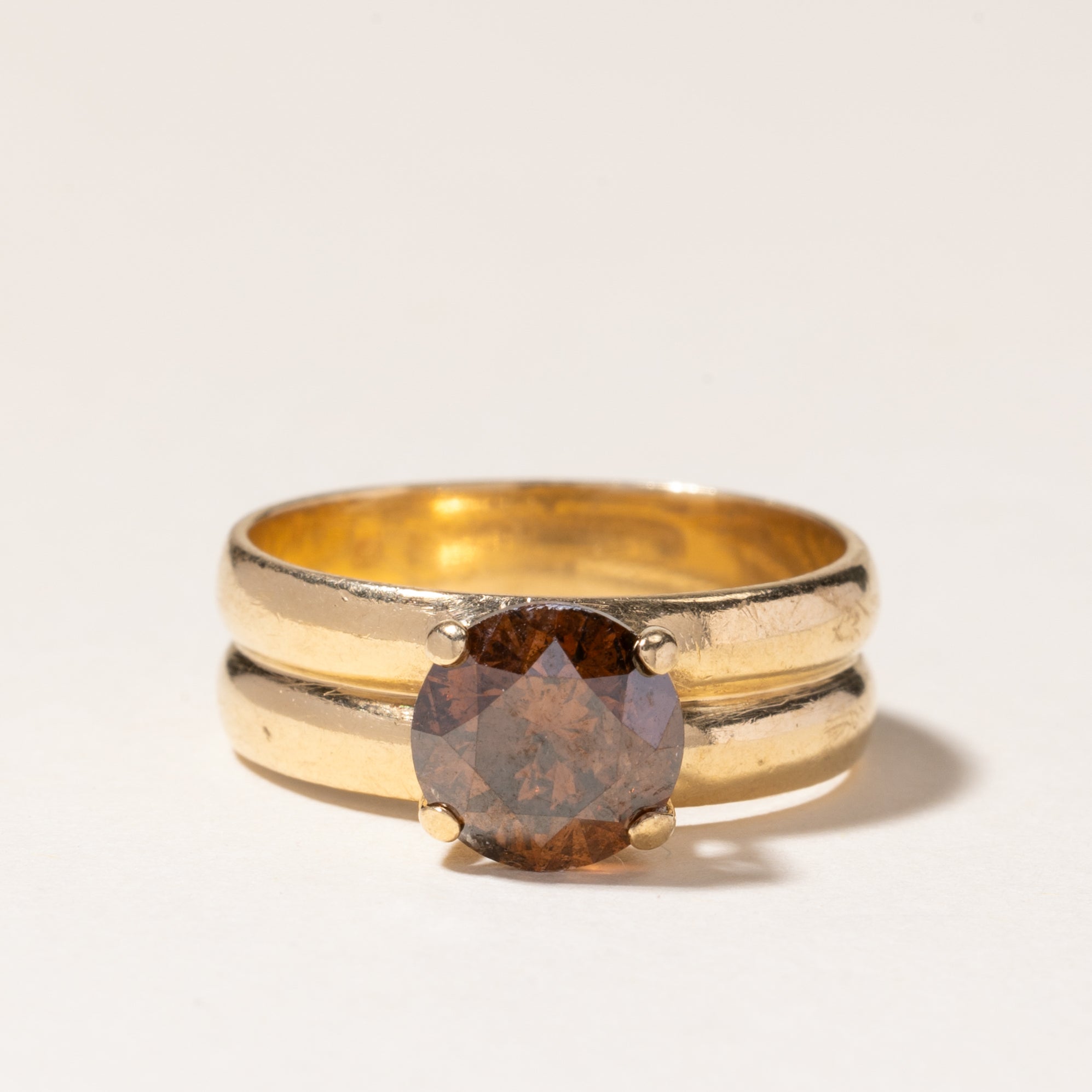 Solitaire Orange Brown Diamond Ring | 2.00ct | SZ 7.5