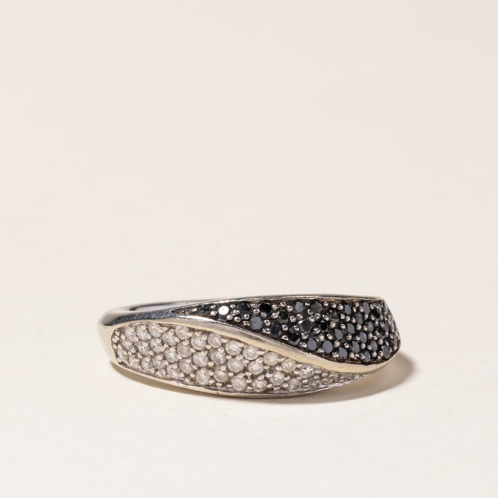 Black & White Diamond Wave Design Ring | 0.36ctw, 0.36ctw | SZ 6.5
