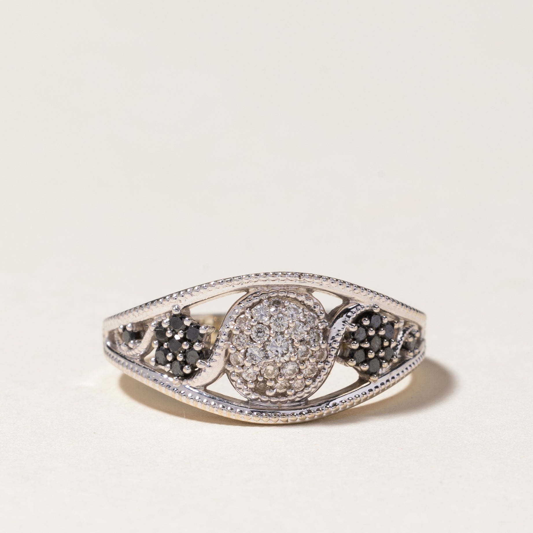 Black & White Diamond Multi Cluster Ring | 0.16ctw, 0.15ctw | SZ 8.5
