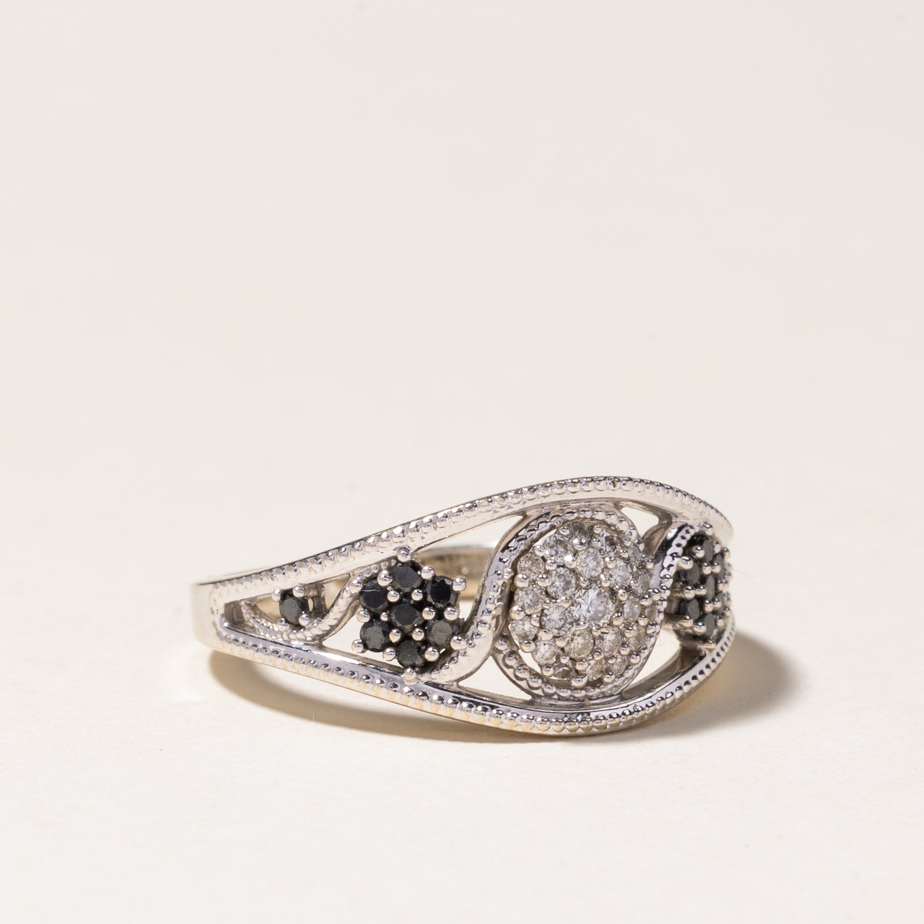 Black & White Diamond Multi Cluster Ring | 0.16ctw, 0.15ctw | SZ 8.5