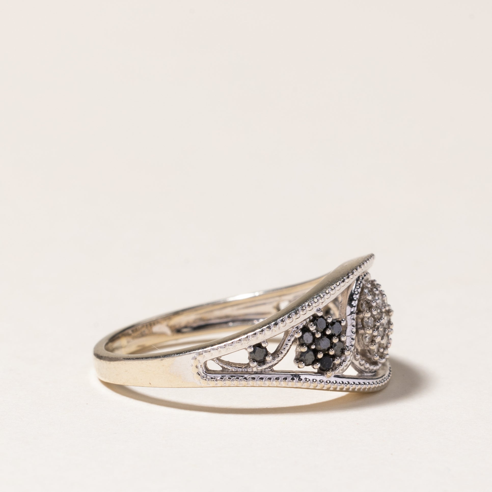 Black & White Diamond Multi Cluster Ring | 0.16ctw, 0.15ctw | SZ 8.5