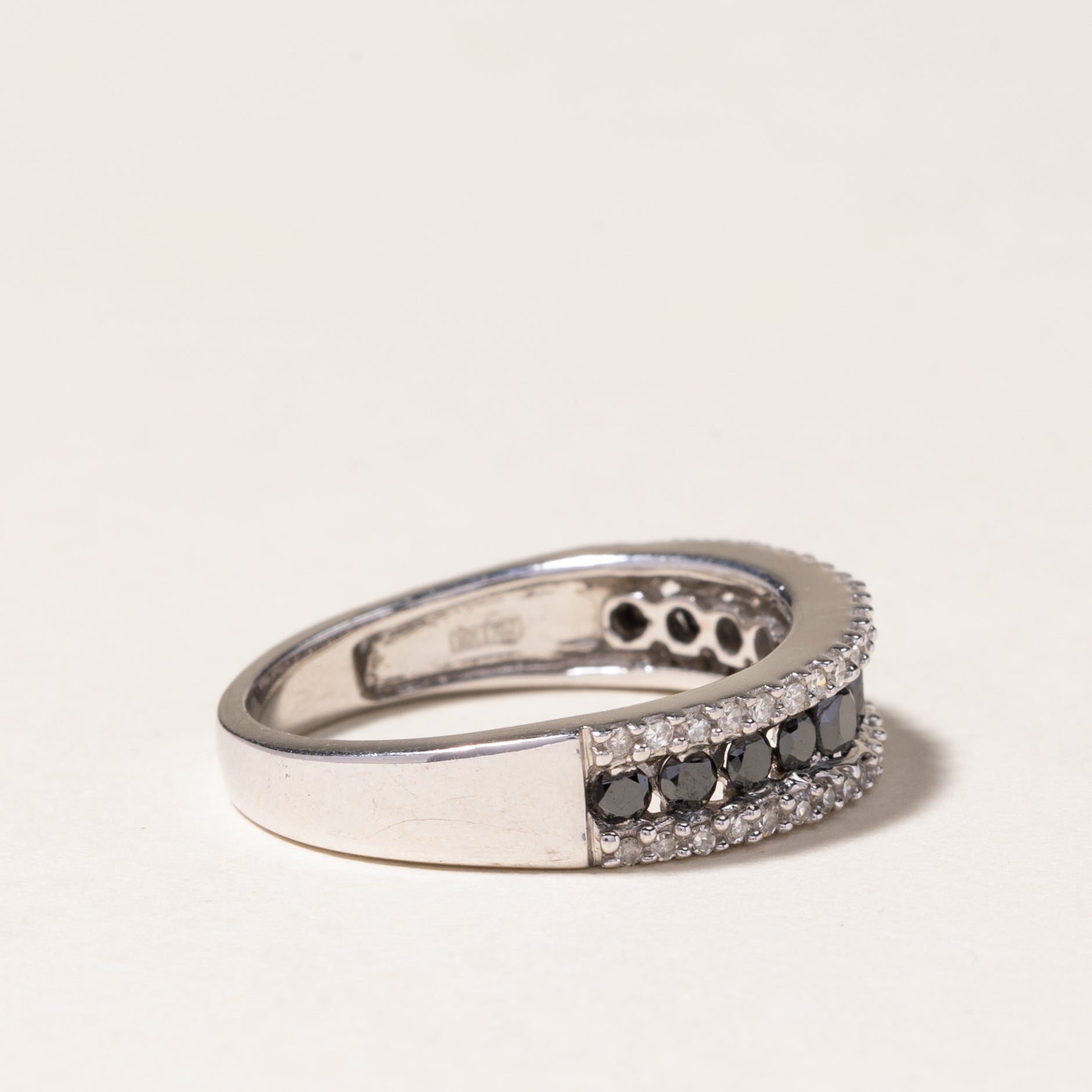'Effy' Channel Set Black & White Diamond Ring | 0.55ctw, 0.14ctw | SZ 7.25