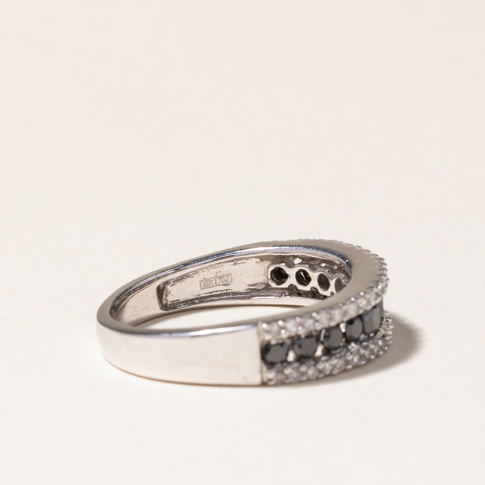'Effy' Channel Set Black & White Diamond Ring | 0.55ctw, 0.14ctw | SZ 7.25