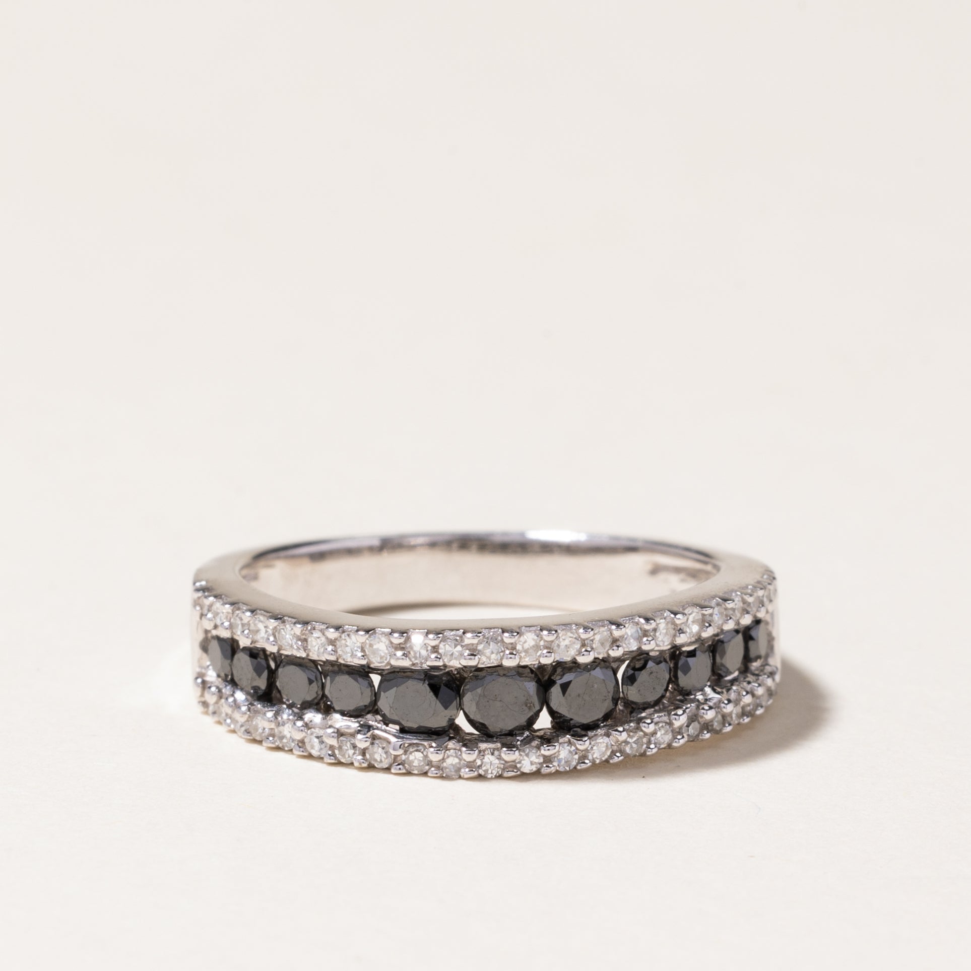 'Effy' Channel Set Black & White Diamond Ring | 0.55ctw, 0.14ctw | SZ 7.25
