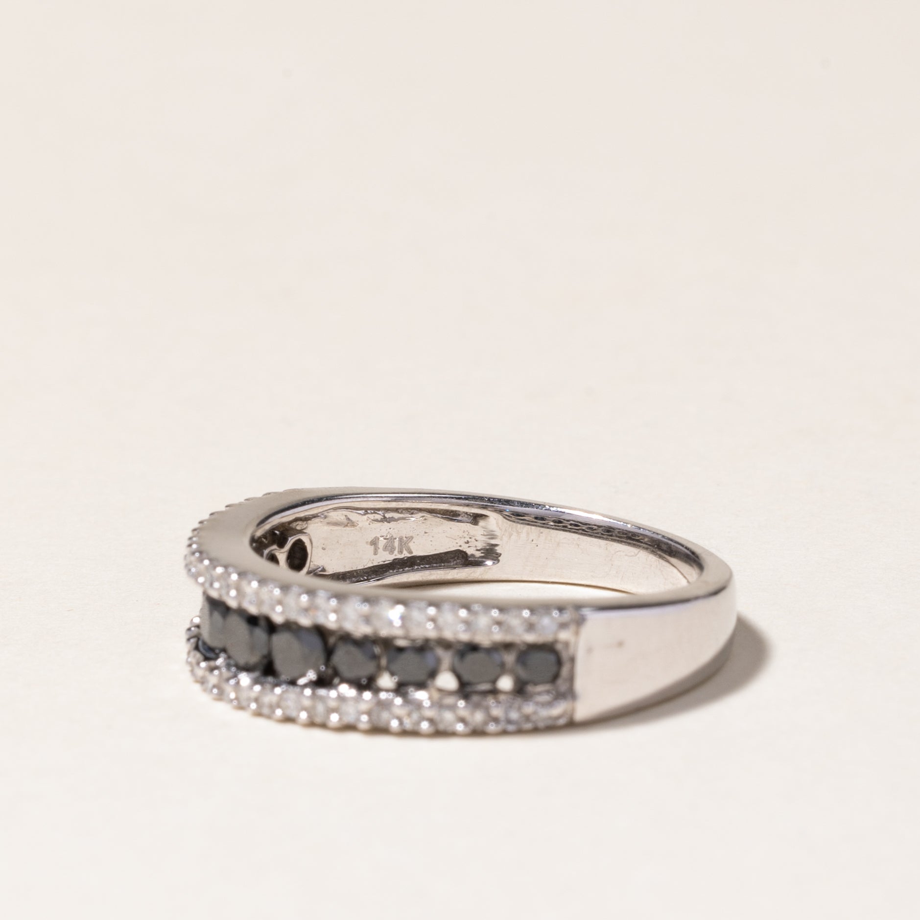 'Effy' Channel Set Black & White Diamond Ring | 0.55ctw, 0.14ctw | SZ 7.25