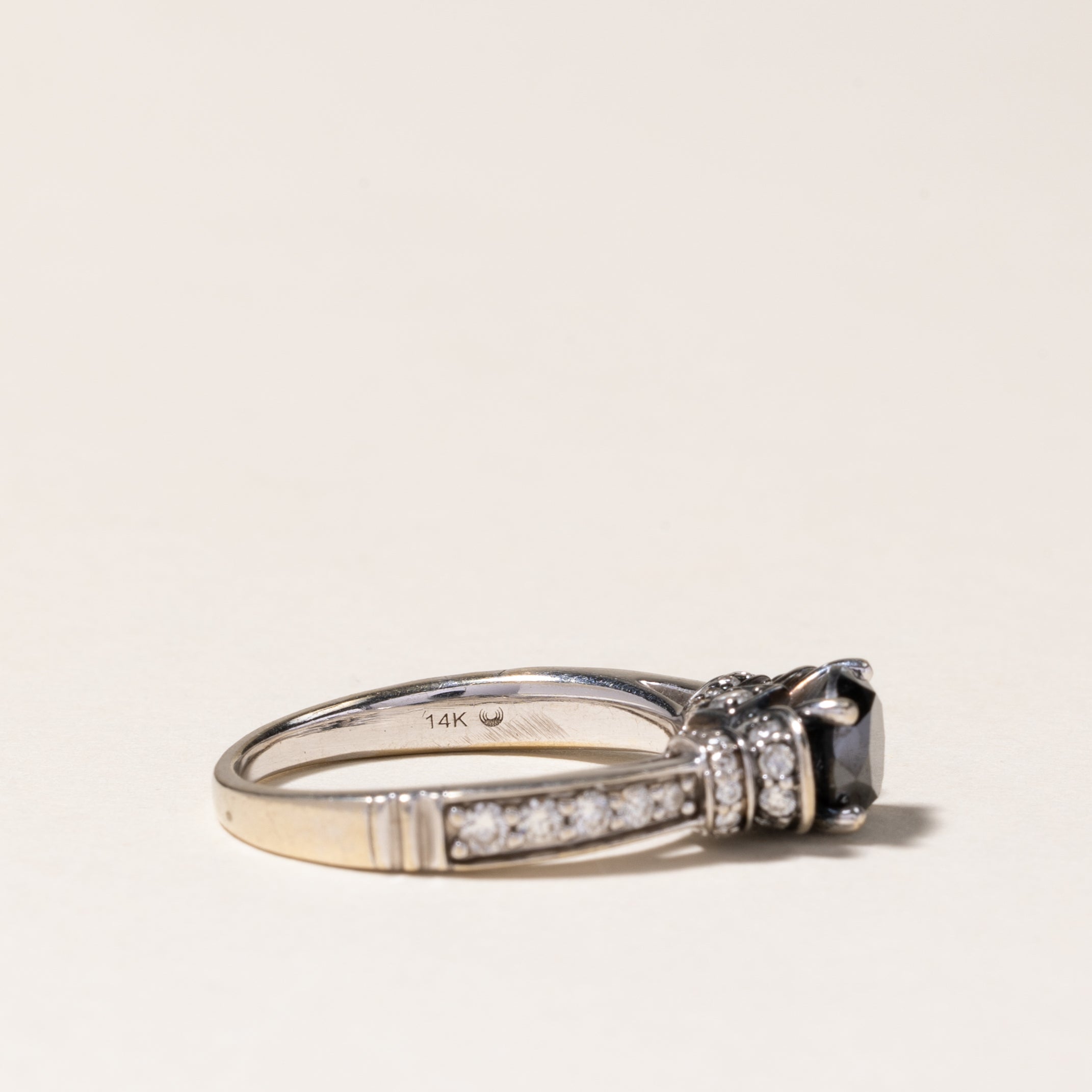 Black & White Diamond Engagement Ring | 1.00ct, 0.604ctw | SZ 7