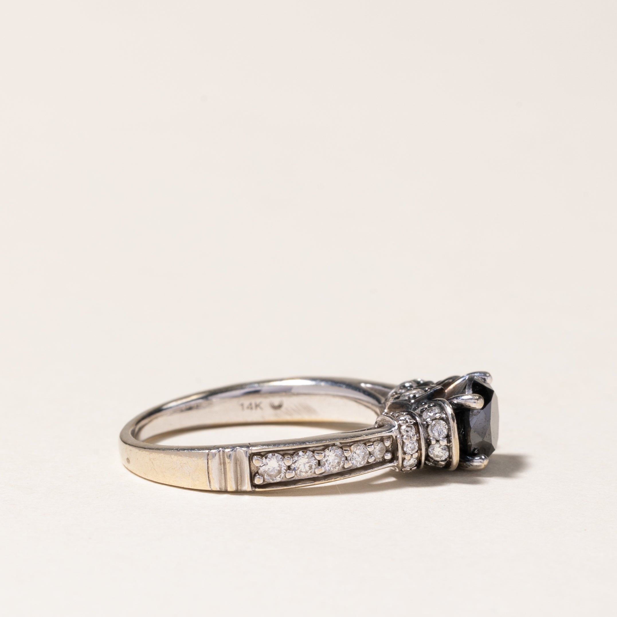 Black & White Diamond Engagement Ring | 1.00ct, 0.604ctw | SZ 7