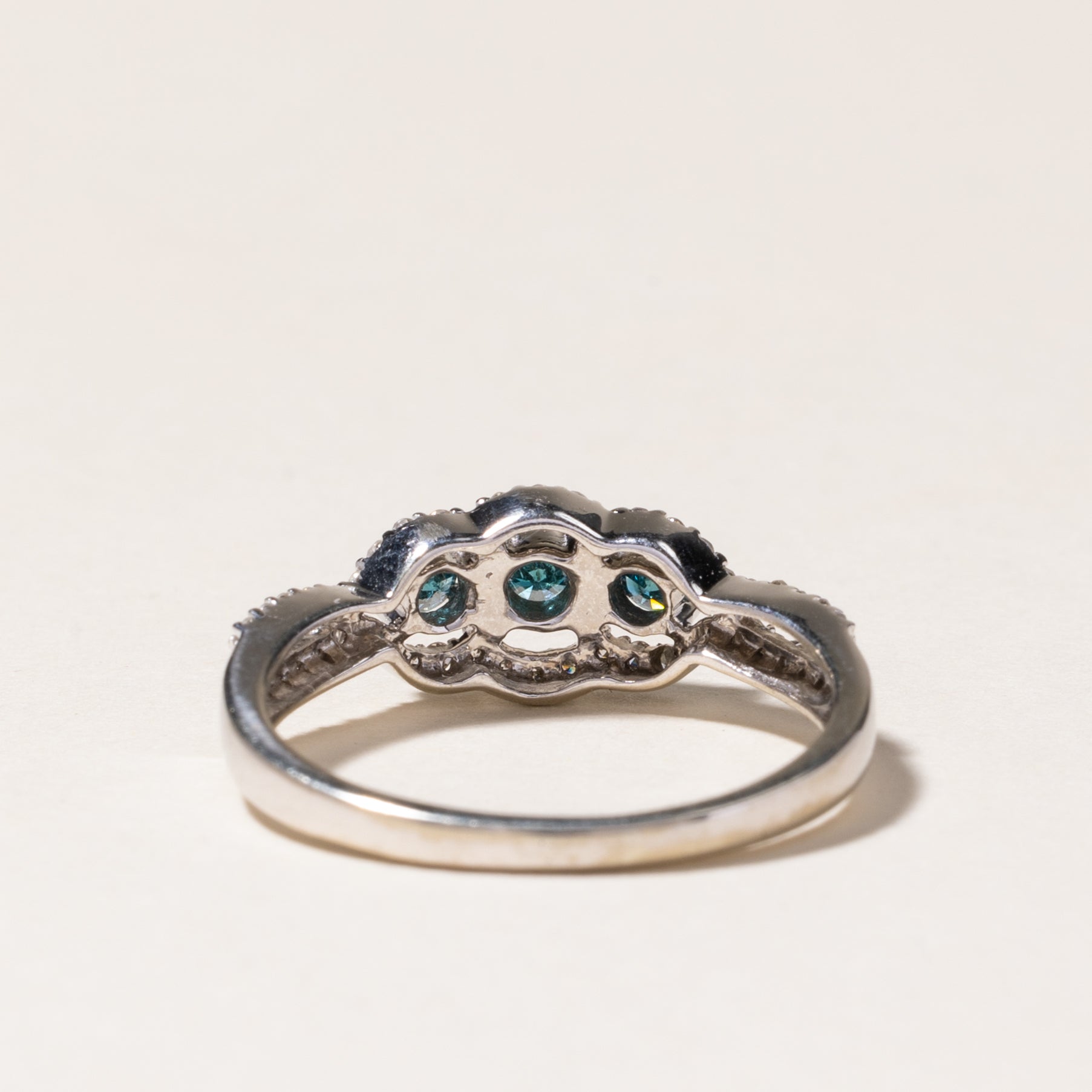 Blue & White Diamond Ring | 0.25ctw, 0.23ctw | SZ 7