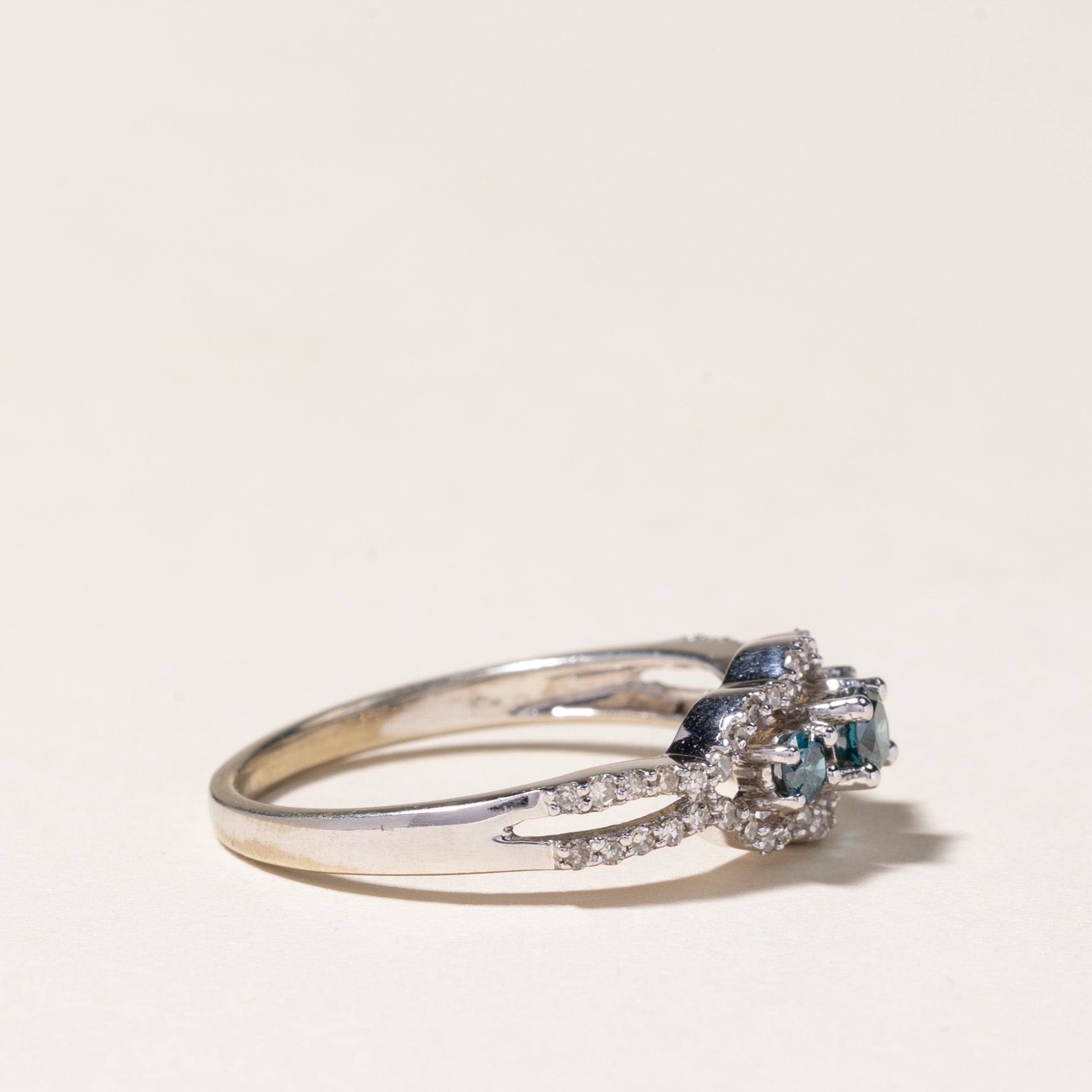 Blue & White Diamond Ring | 0.25ctw, 0.23ctw | SZ 7