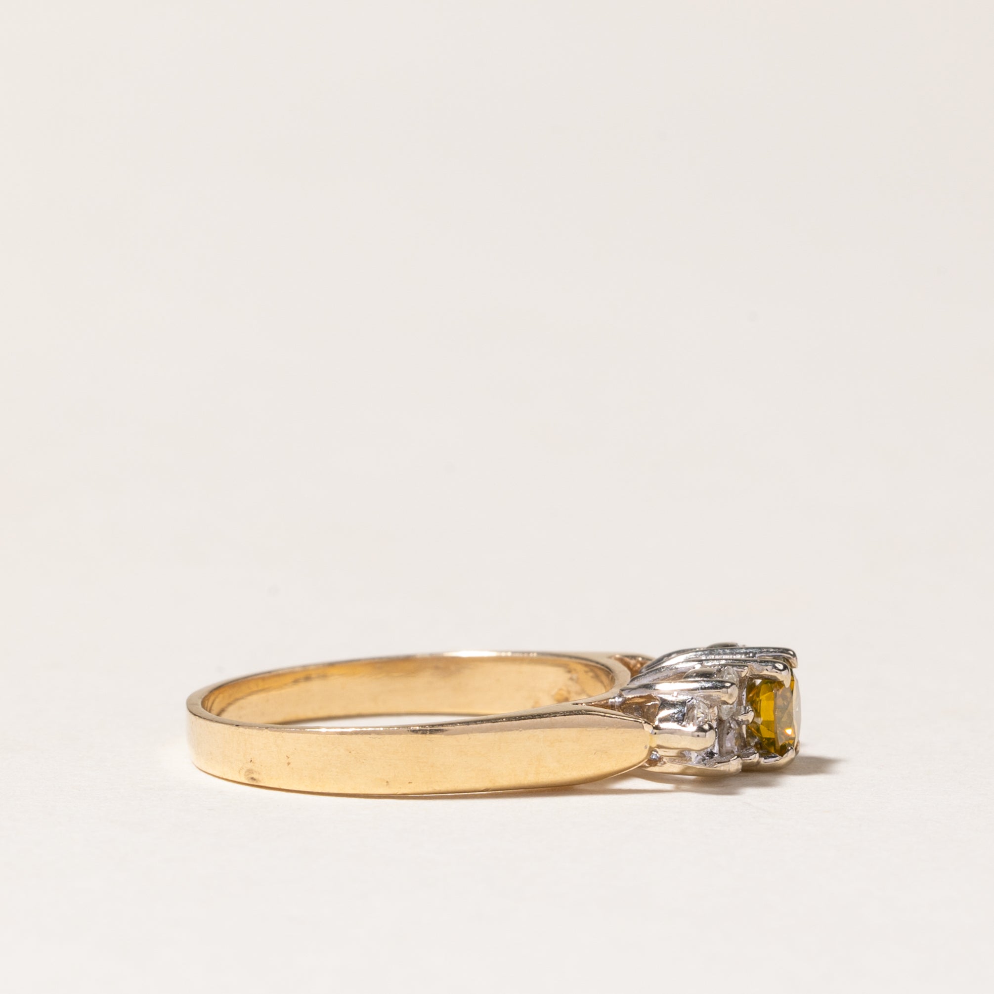 Yellow & White Diamond Engagement Ring | 0.28ct, 0.24ctw | SZ 7.75
