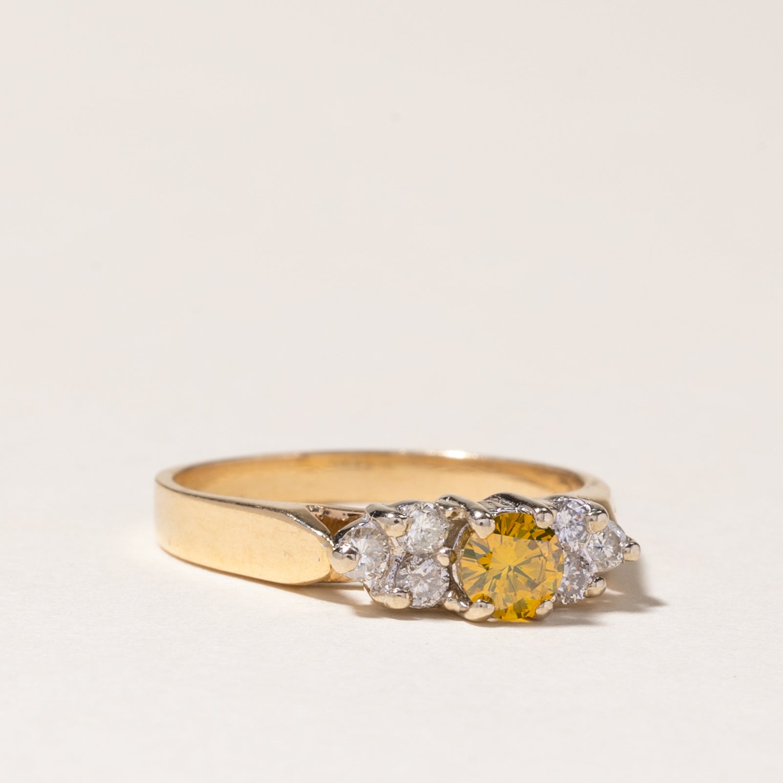 Yellow & White Diamond Engagement Ring | 0.28ct, 0.24ctw | SZ 7.75