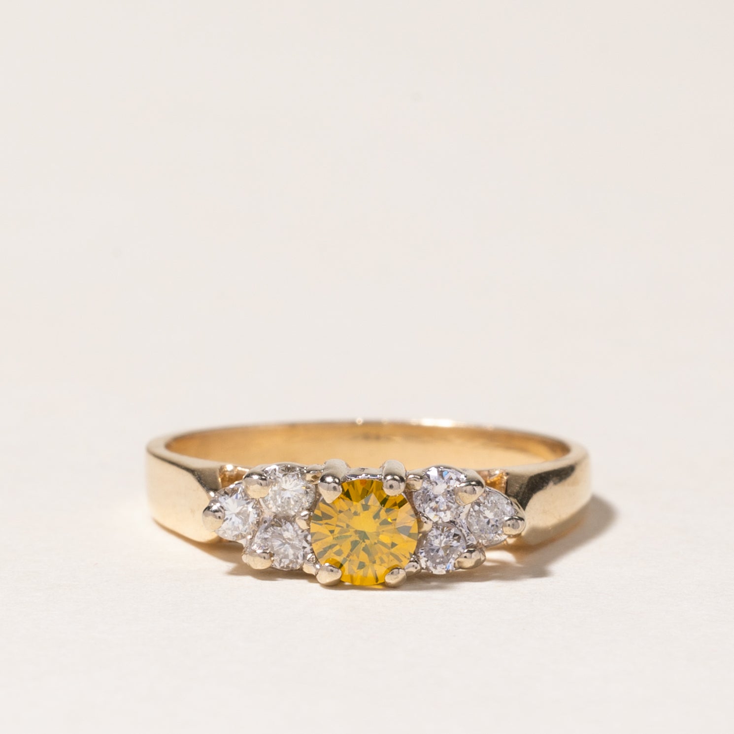 Yellow & White Diamond Engagement Ring | 0.28ct, 0.24ctw | SZ 7.75