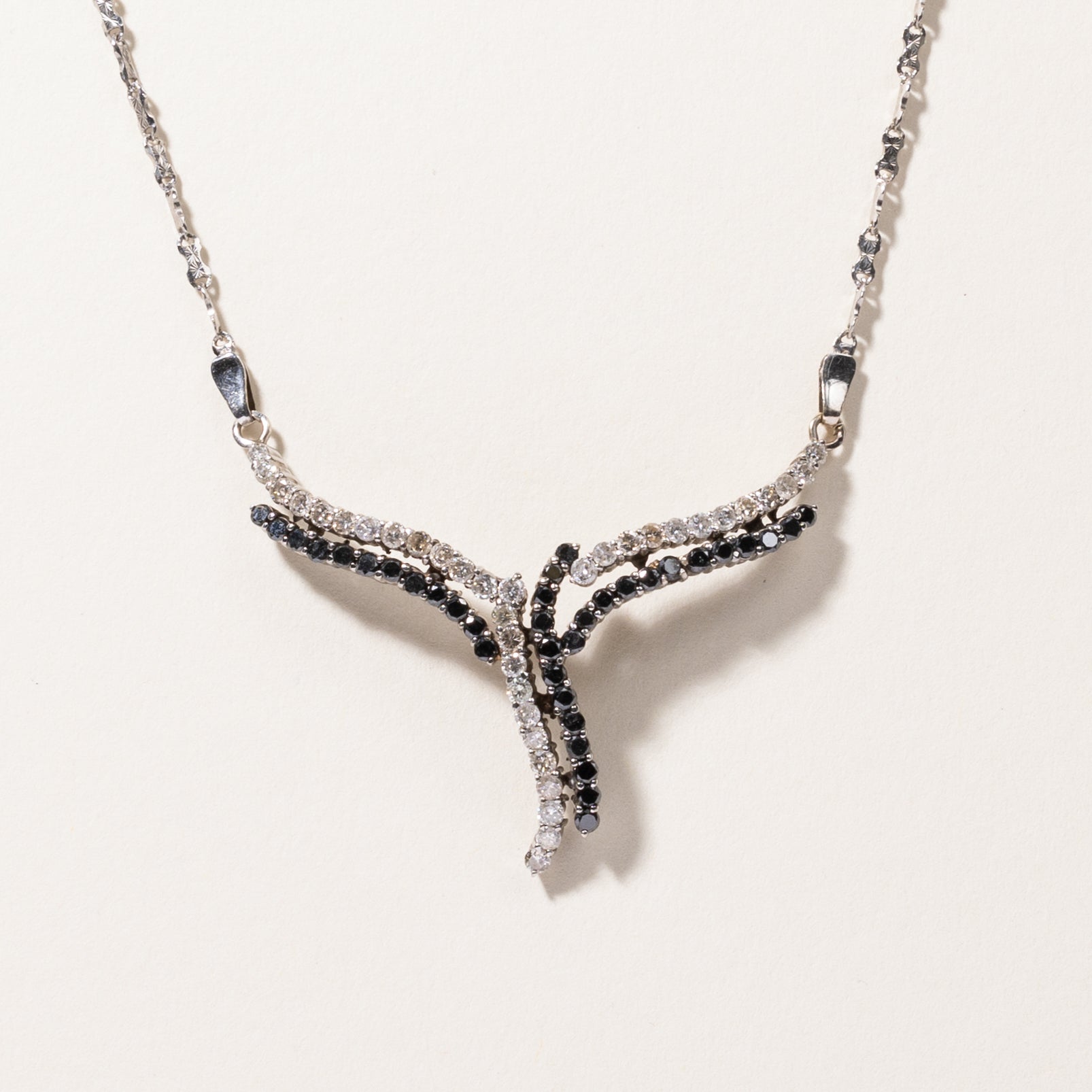 Black & White Diamond Ornate Necklace | 0.972ctw, 0.72ctw | 16"