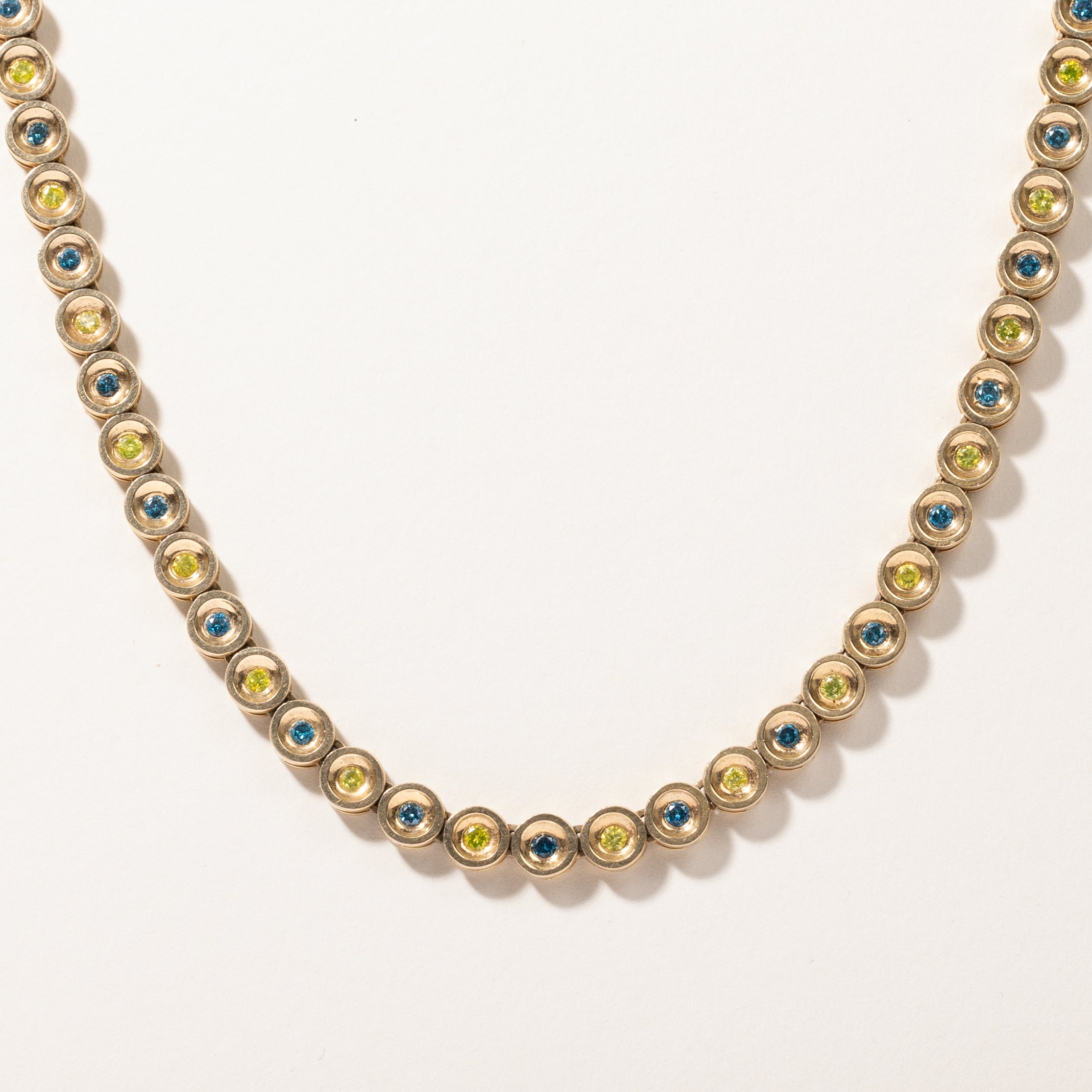 Yellow & Blue Diamond Eternity Necklace | 2.65ctw, 2.60ctw | 29"
