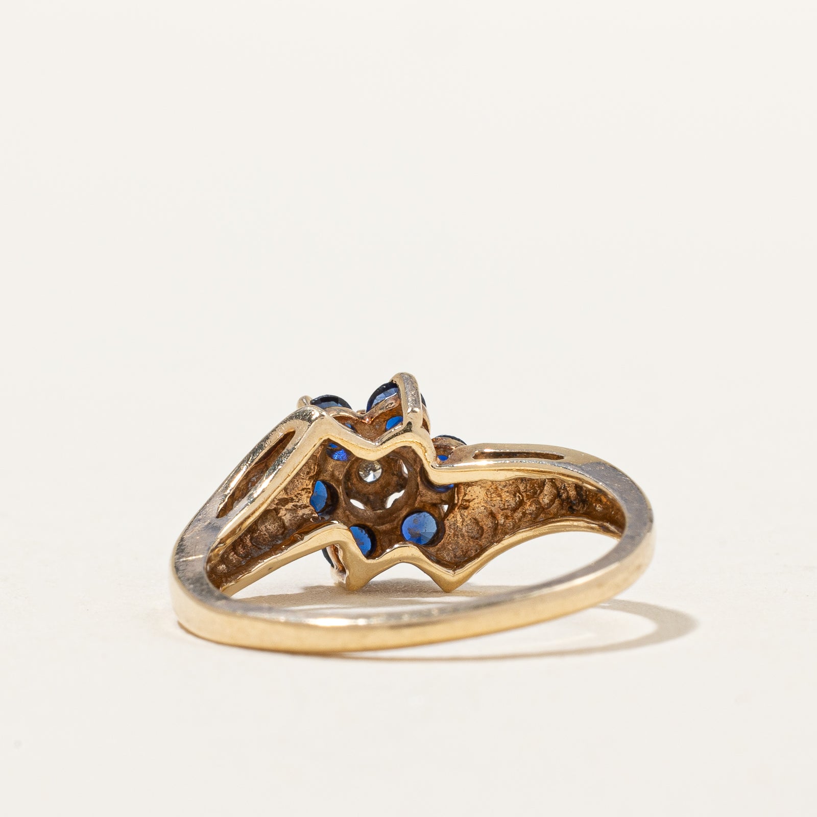 Synthetic Sapphire & Diamond Flower Ring | 0.38ctw, 0.02ctw | SZ 5.75 |