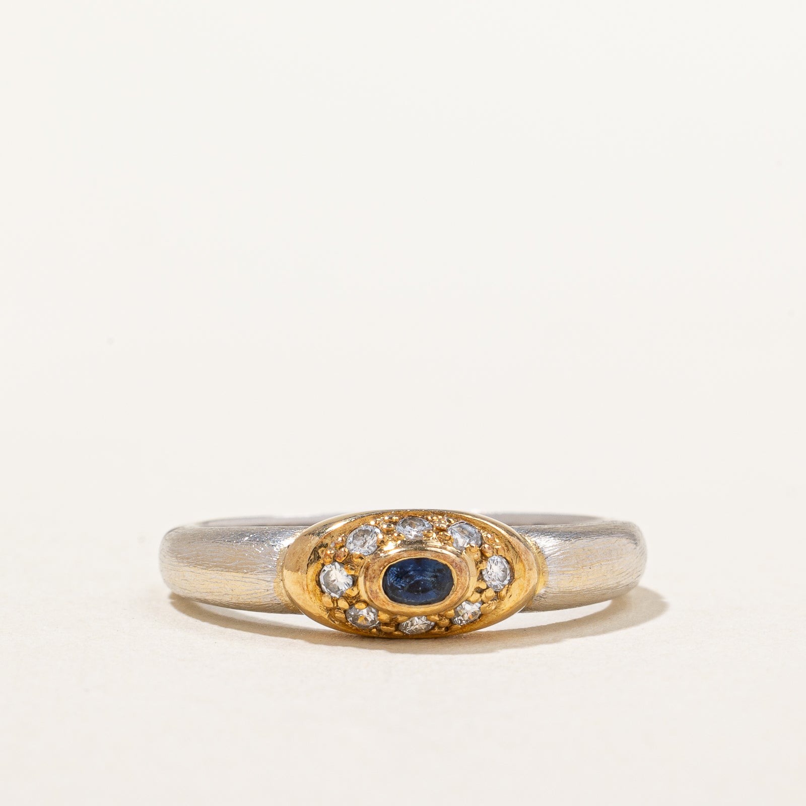 Diamond & Blue Sapphire Ring | 0.08ctw, 0.07ct | SZ 6 |