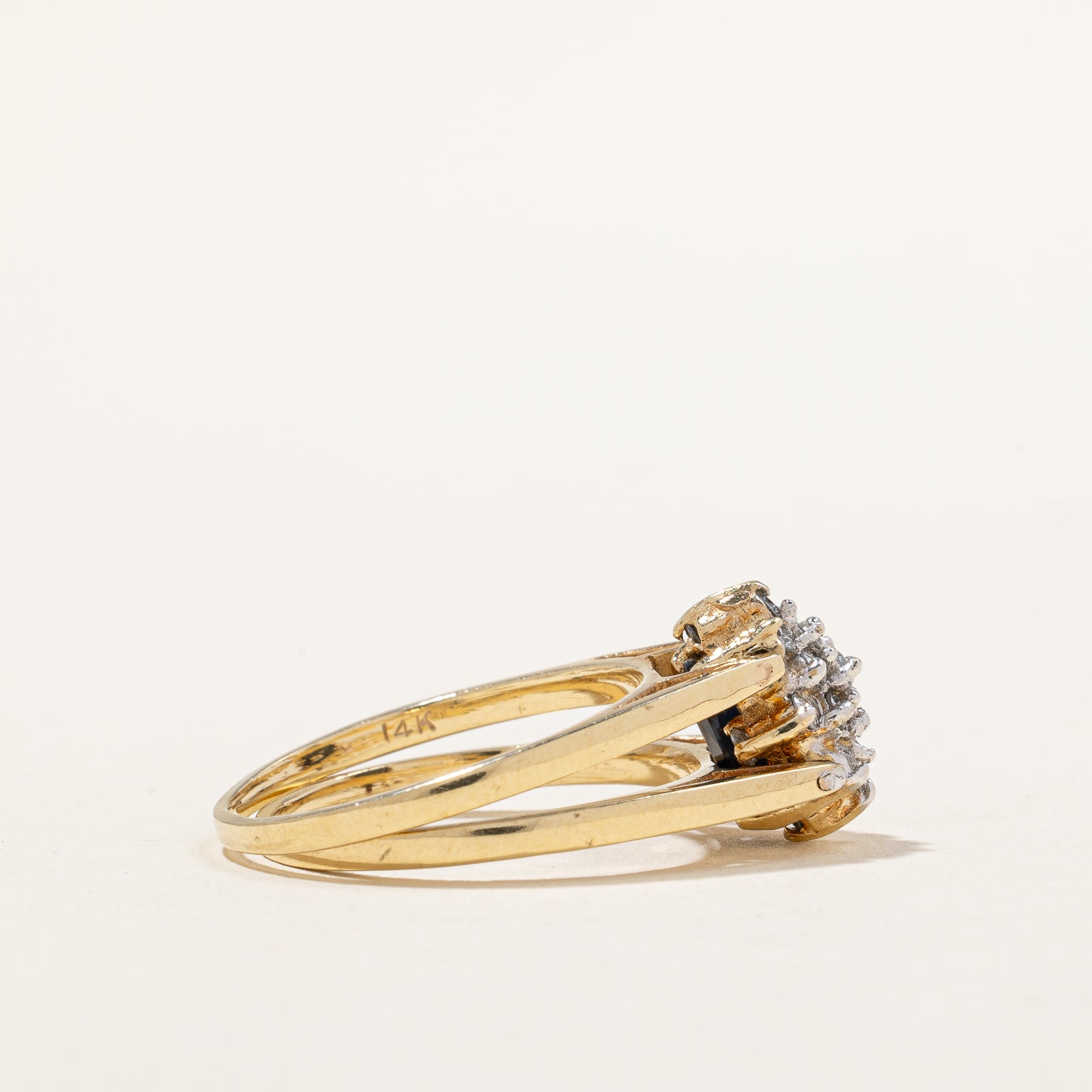 Blue Sapphire & Diamond Reversible Ring | 0.95ctw, 0.38ctw | SZ 7 |