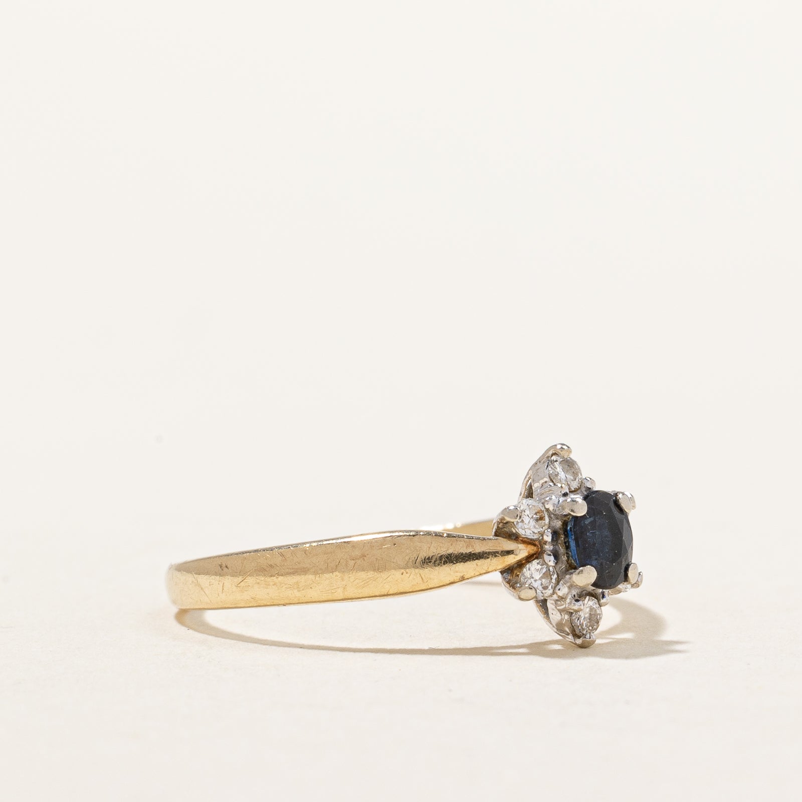 Blue Sapphire & Diamond Ring | 0.12ctw | SZ 6.25 |