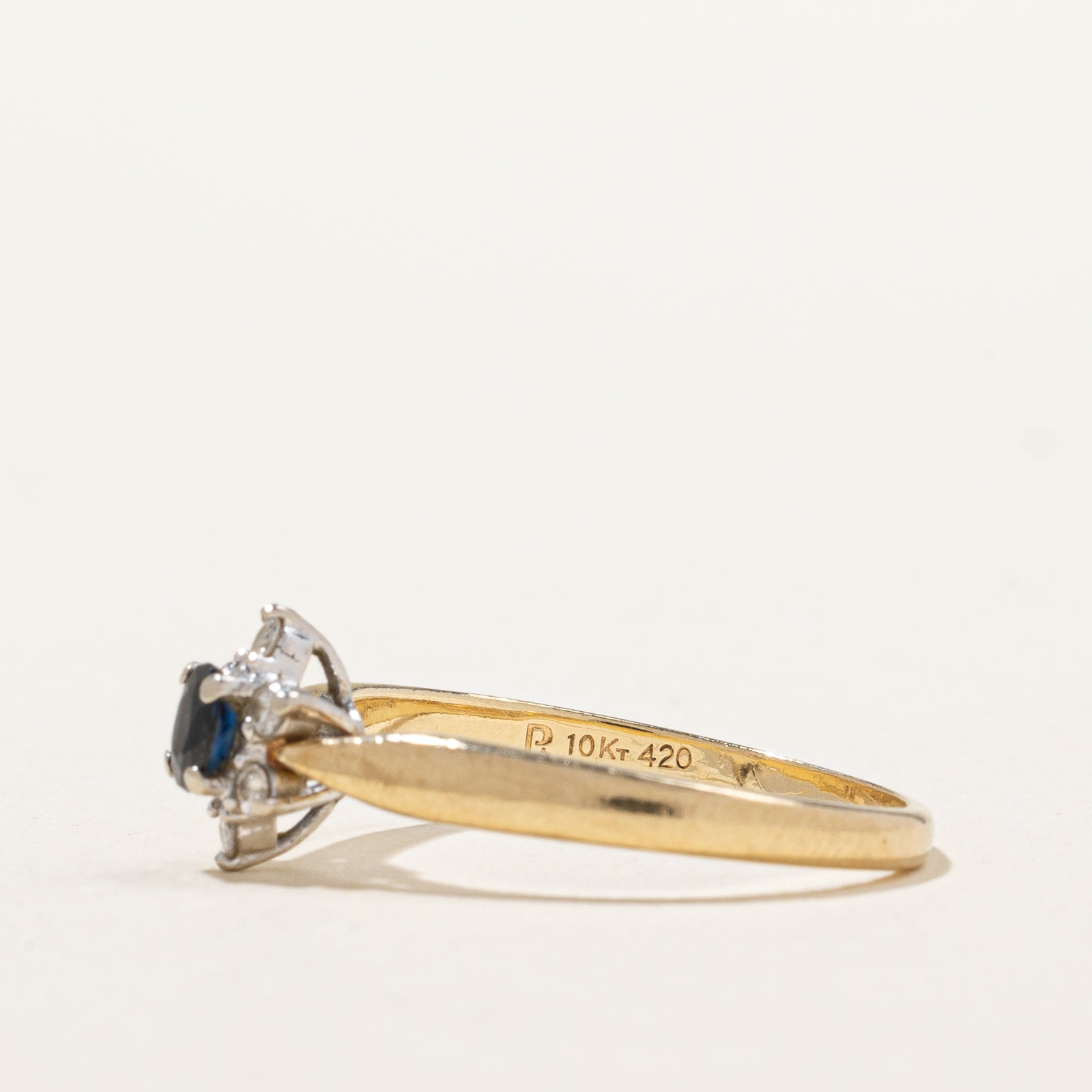 Blue Sapphire & Diamond Ring | 0.12ctw | SZ 6.25 |