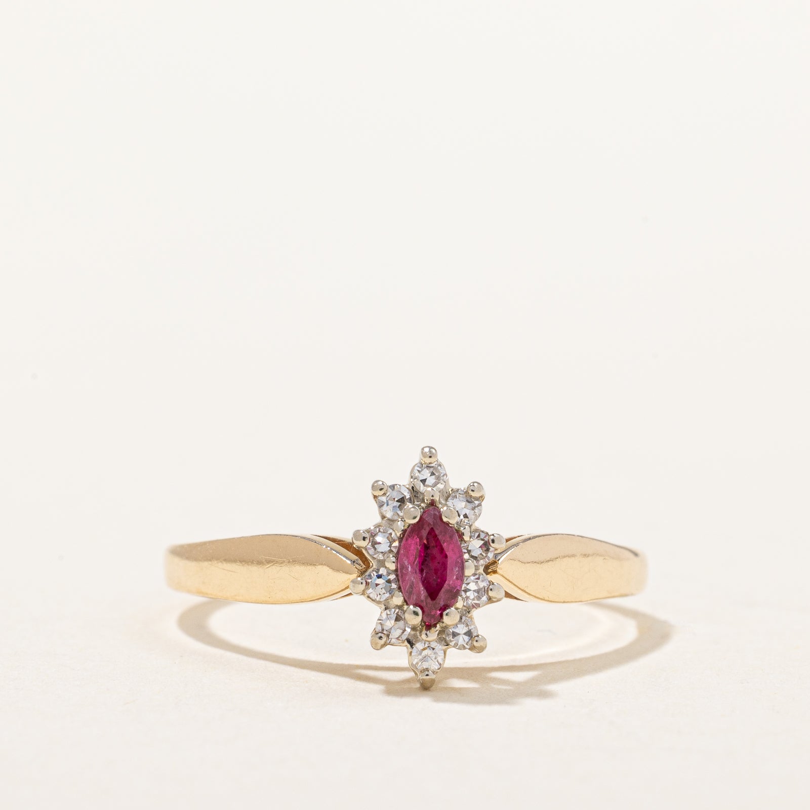 Ruby & Diamond High-Set Ring | 0.14ct, 0.10ctw | SZ 7.25 |