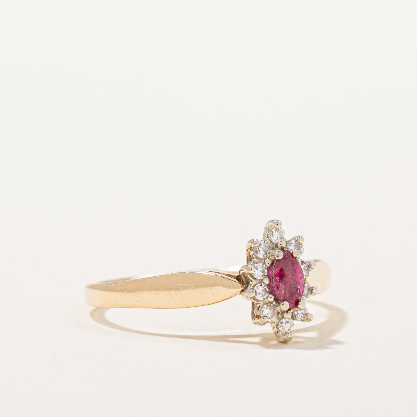 Ruby & Diamond High-Set Ring | 0.14ct, 0.10ctw | SZ 7.25 |