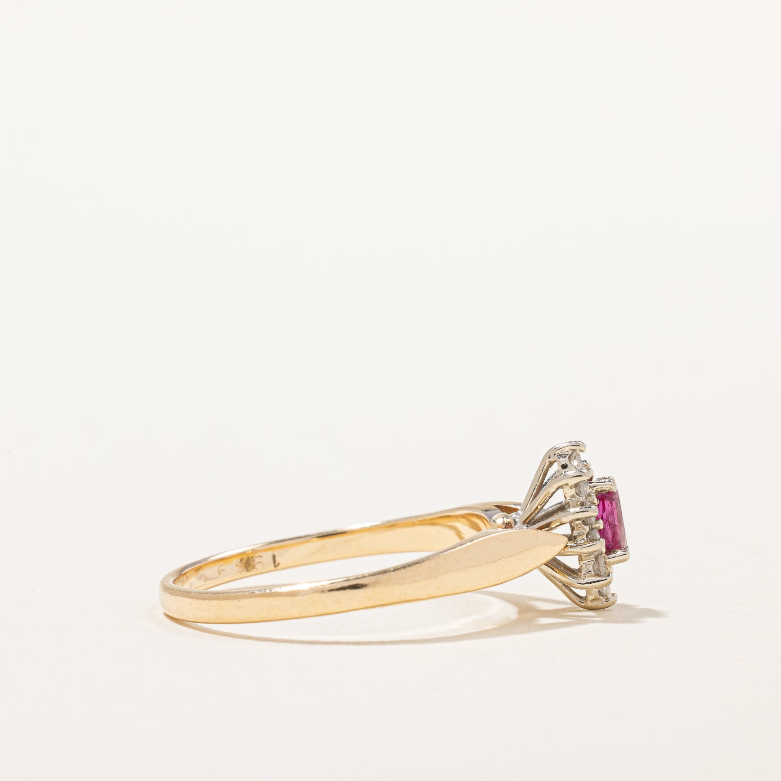 Ruby & Diamond High-Set Ring | 0.14ct, 0.10ctw | SZ 7.25 |