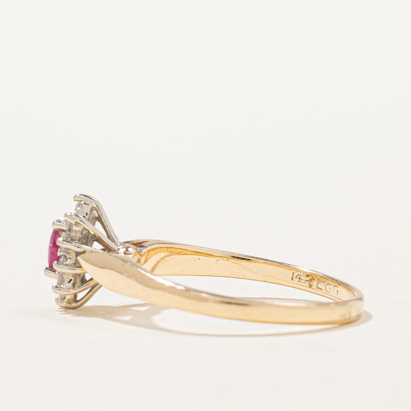 Ruby & Diamond High-Set Ring | 0.14ct, 0.10ctw | SZ 7.25 |