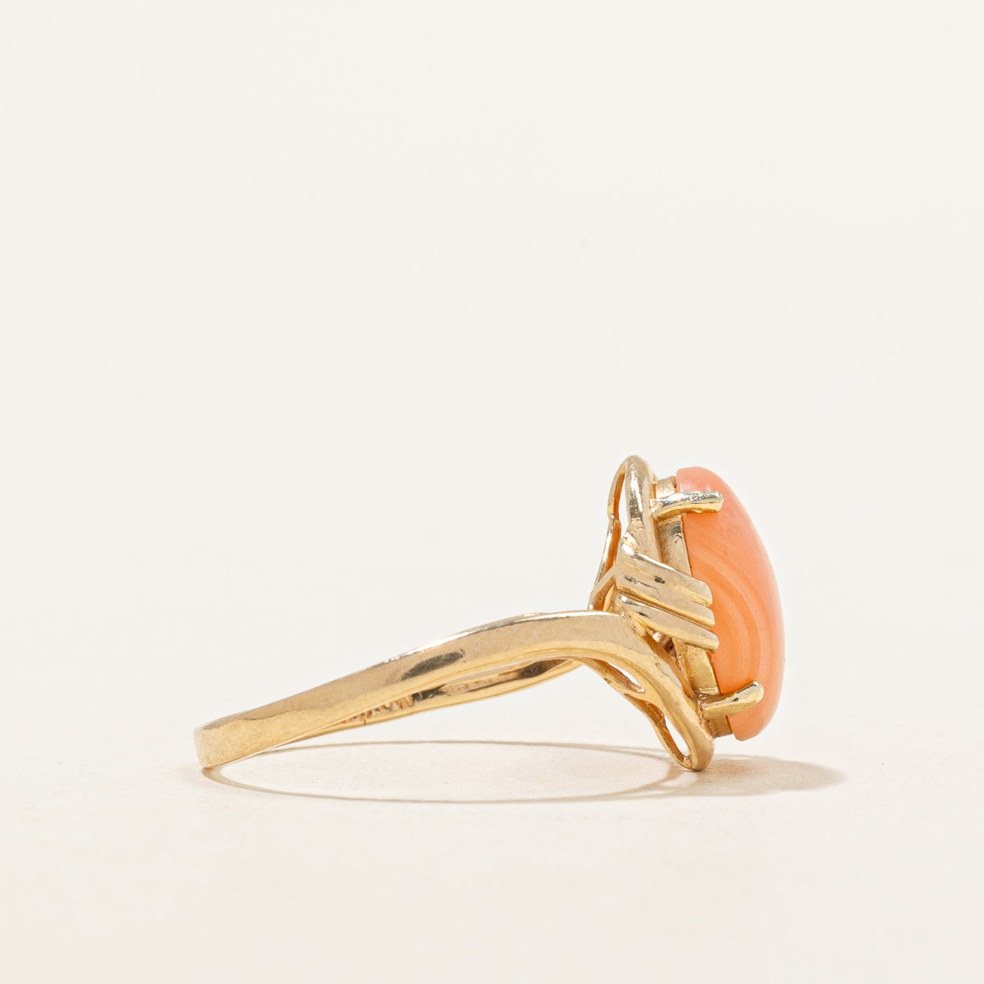 Bague cocktail en corail rose | 1,30 ct | Taille 5 |