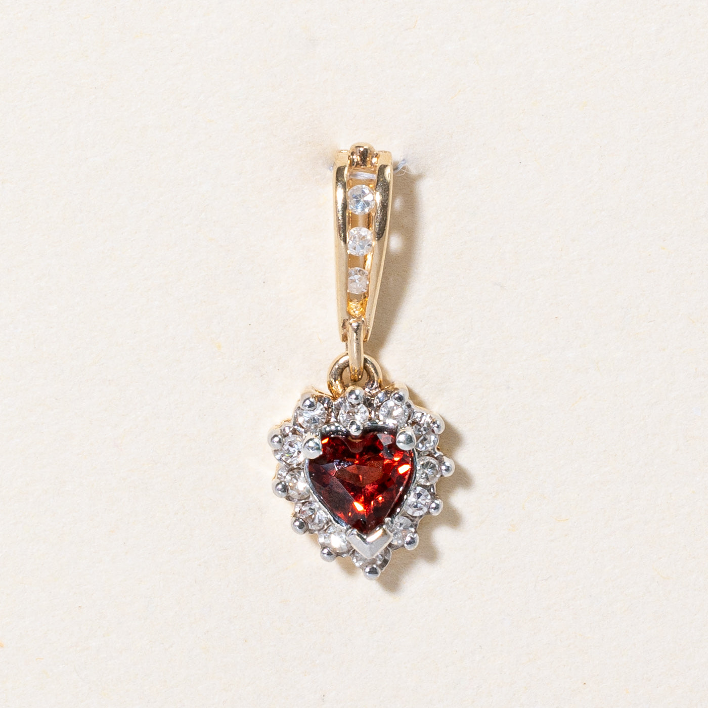 Garnet & Diamond Heart Pendant | 0.26ct, 0.07ctw |