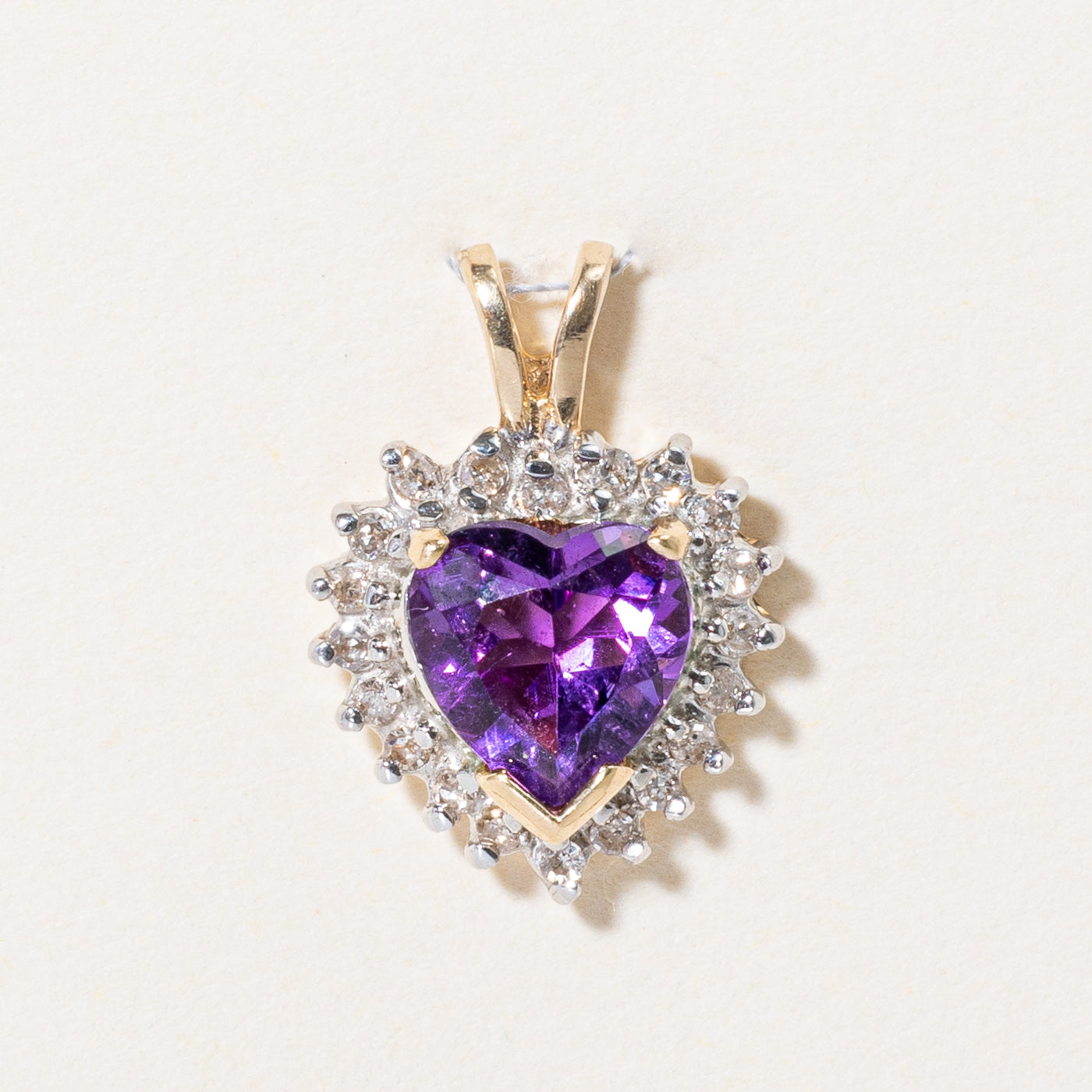 Pendentif cœur en améthyste et diamants | 1,00 ct, 0,18 ct au total |