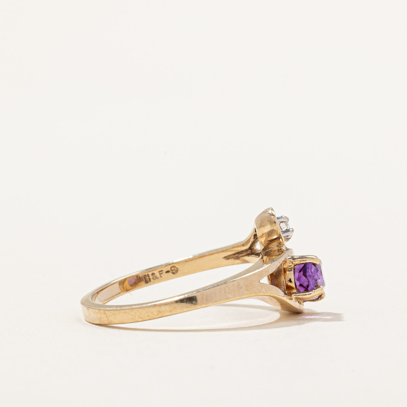 Amethyst & Diamond Bypass Ring | 0.35ct, 0.03ct | SZ 6 |