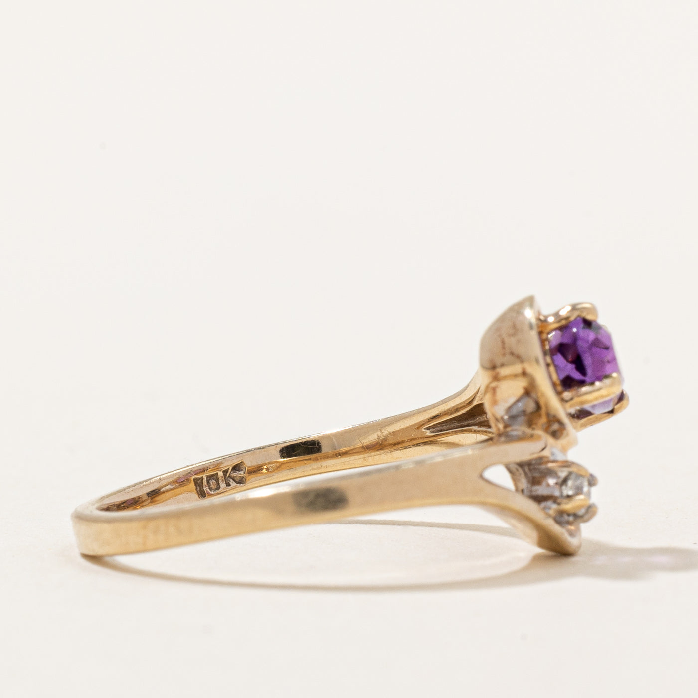 Amethyst & Diamond Bypass Ring | 0.35ct, 0.03ct | SZ 6 |