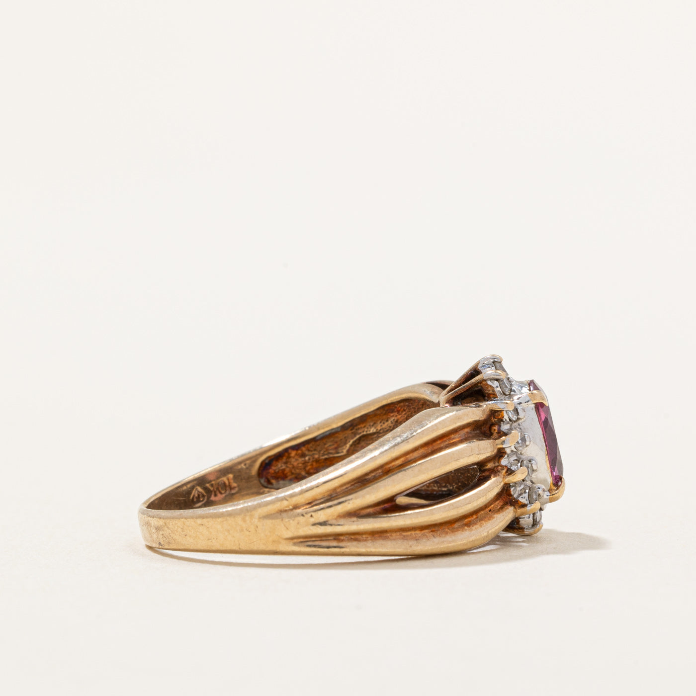 Pink Tourmaline & Diamond Halo Ring | 0.60ct, 0.14ctw | SZ 7.5 |