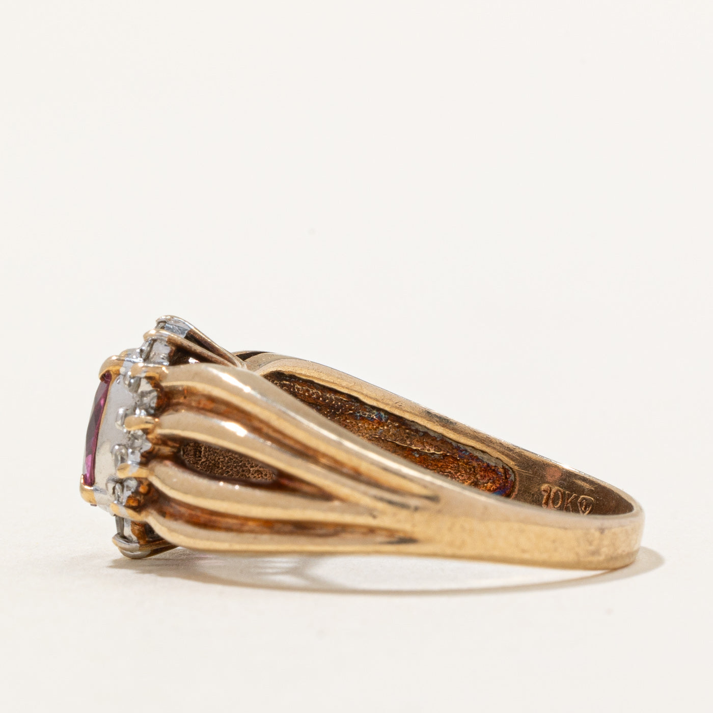 Pink Tourmaline & Diamond Halo Ring | 0.60ct, 0.14ctw | SZ 7.5 |