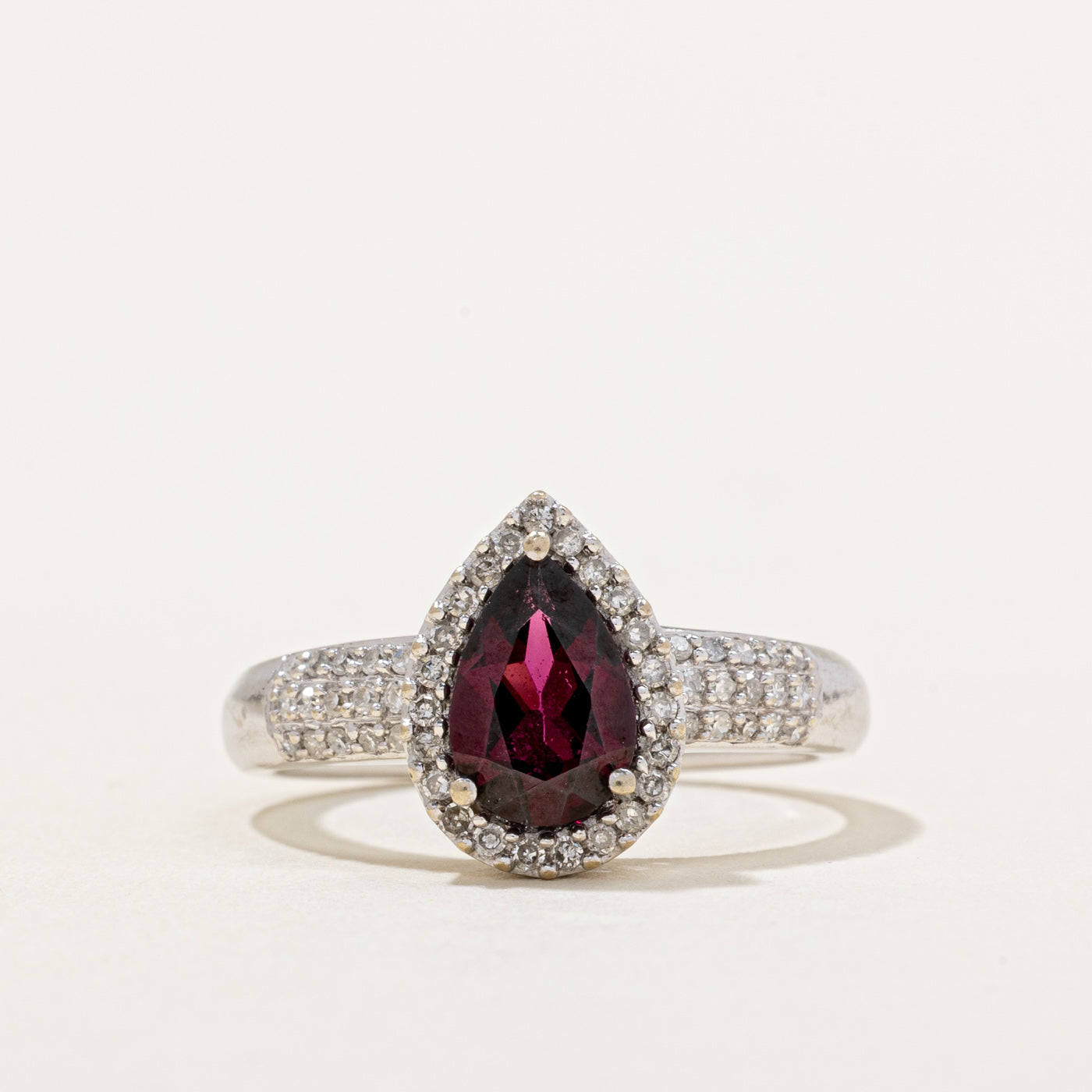 Garnet & Diamond Halo Ring | 1.70ct, 0.53ctw | SZ 7.75 |