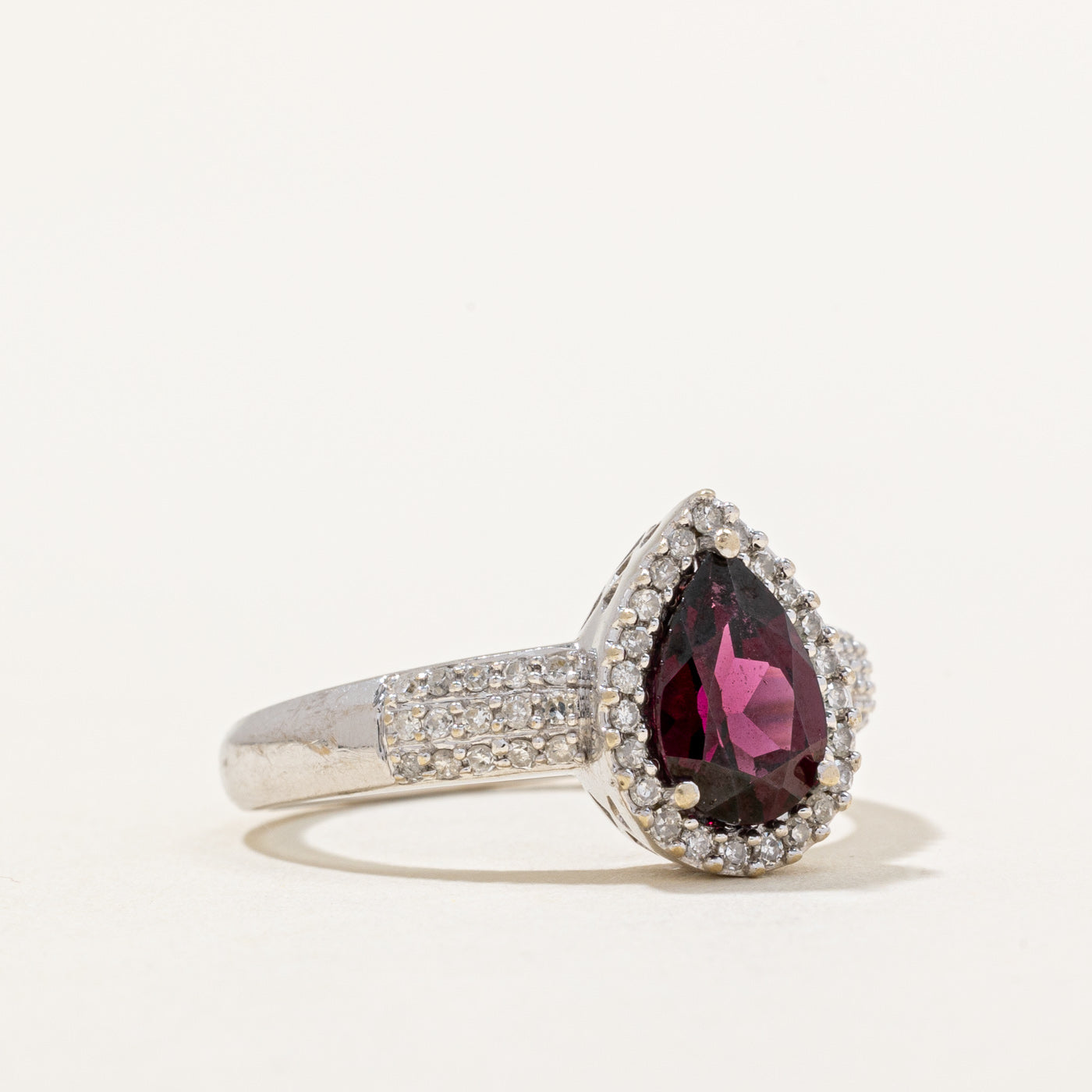 Garnet & Diamond Halo Ring | 1.70ct, 0.53ctw | SZ 7.75 |