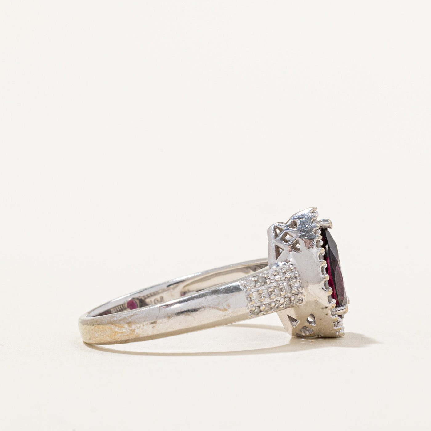 Garnet & Diamond Halo Ring | 1.70ct, 0.53ctw | SZ 7.75 |