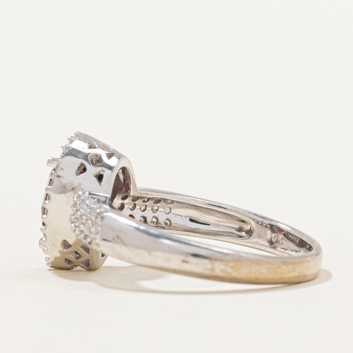 Garnet & Diamond Halo Ring | 1.70ct, 0.53ctw | SZ 7.75 |